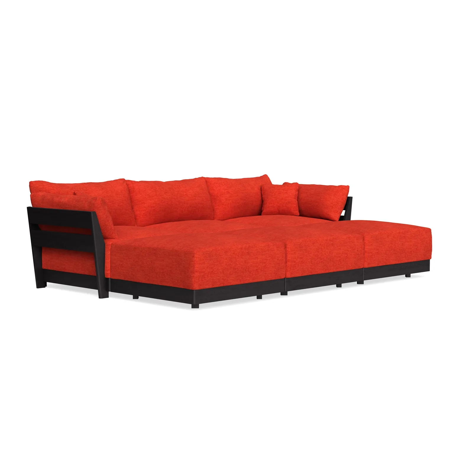 Modular Bondi Black 3-Seater Daybed Sofa Sectional in Poppy Orange – Classic Blend