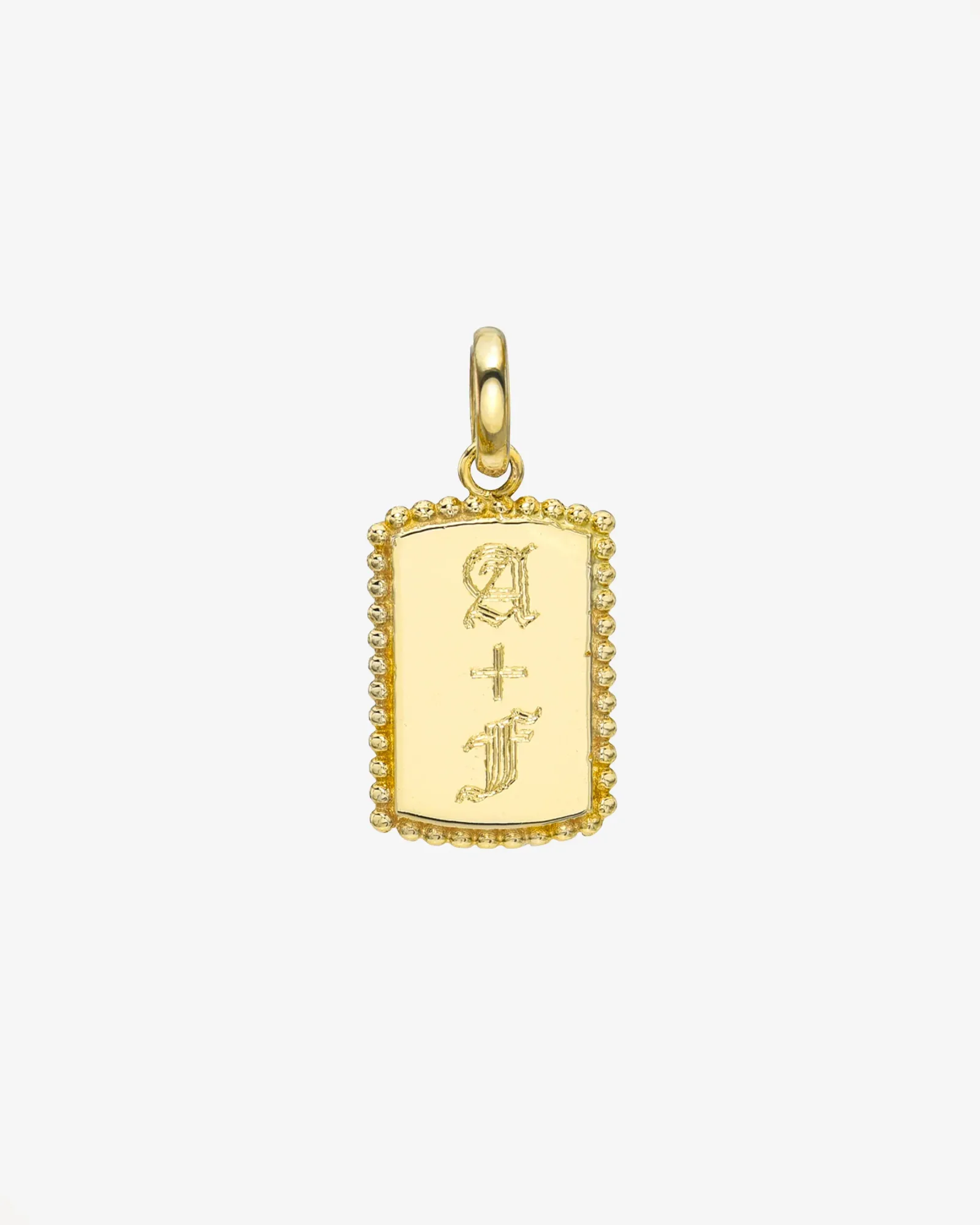 14K Gold Milgrain Tag Pendant