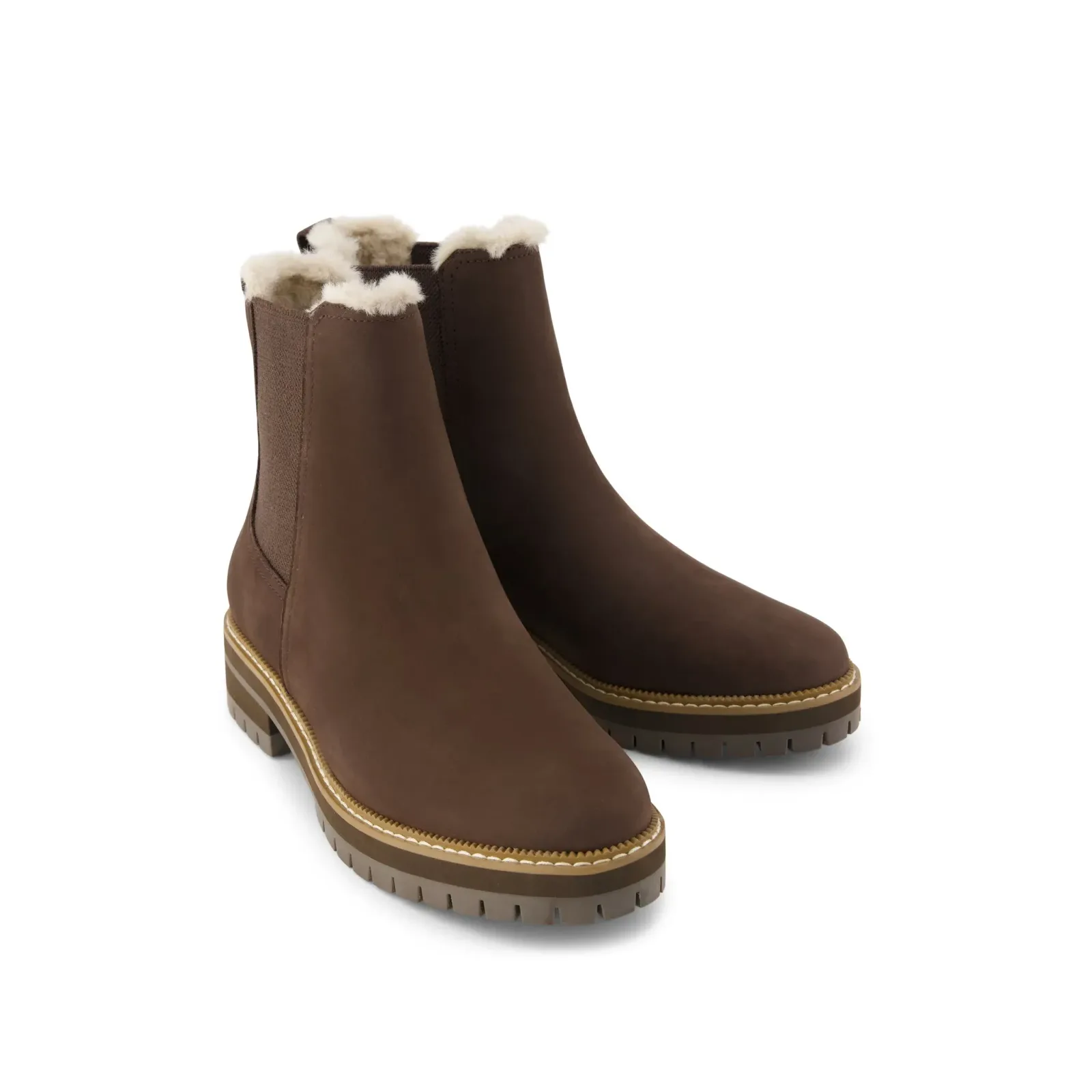 Womens Bennet Boot Water Resistant Chocolate Brown Nubuck Leather w/ Faux Fur