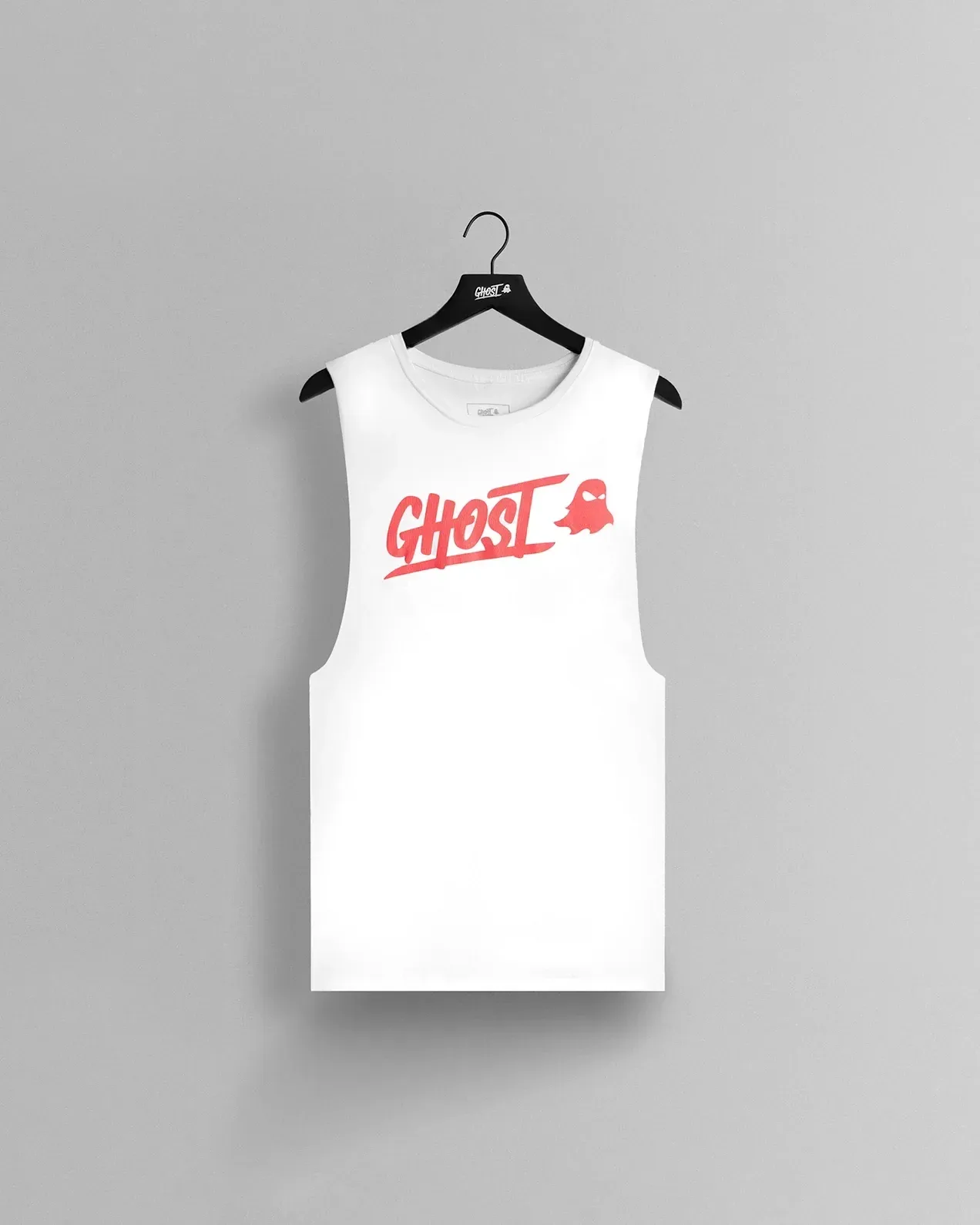 GHOST® CORE LOGO SLEEVELESS TEE – WHITE