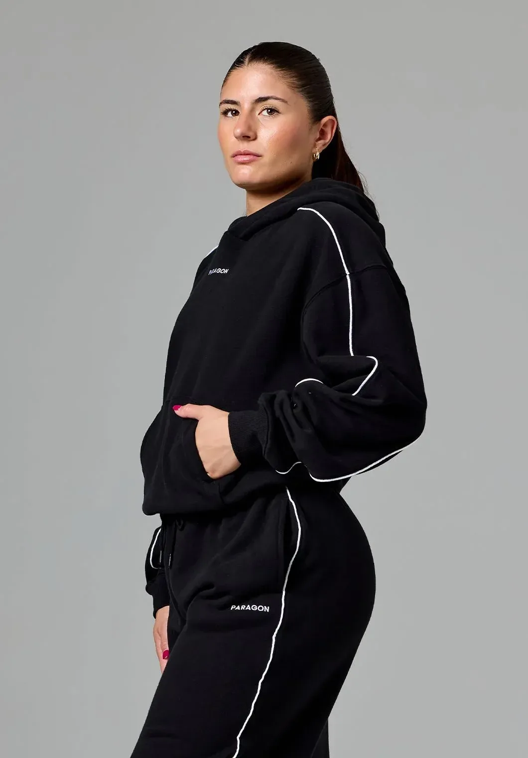 CloudEase™ Oversized Contrast Hoodie Black