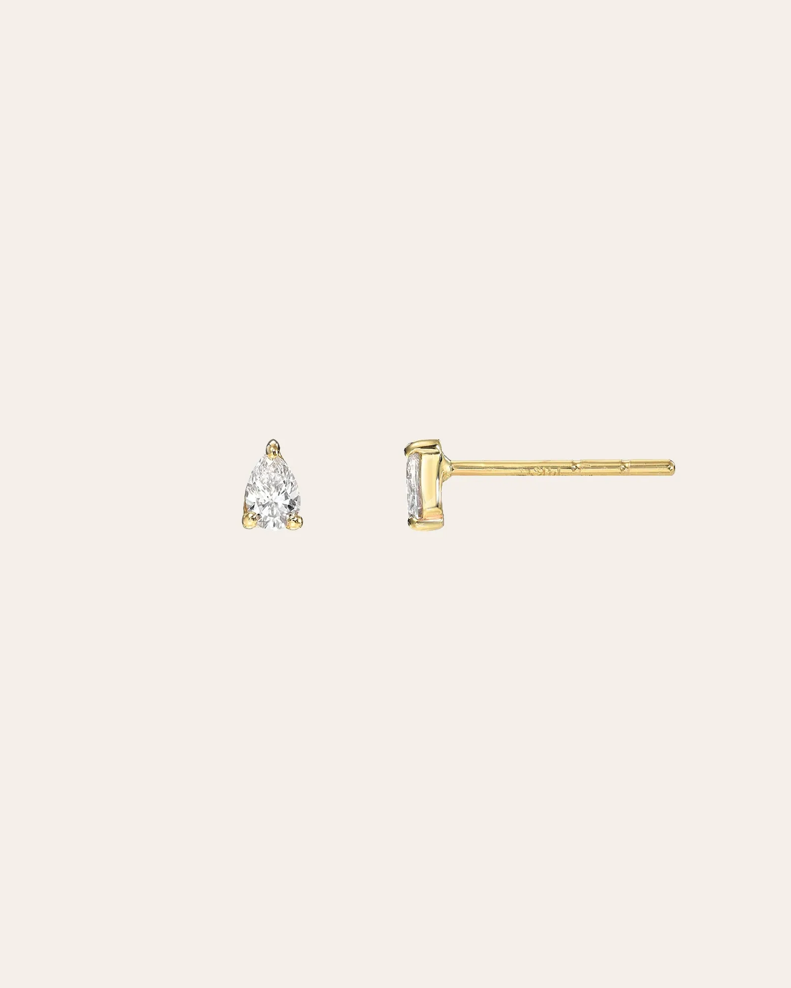 3 Prong Diamond Pear Stud Earring – Single