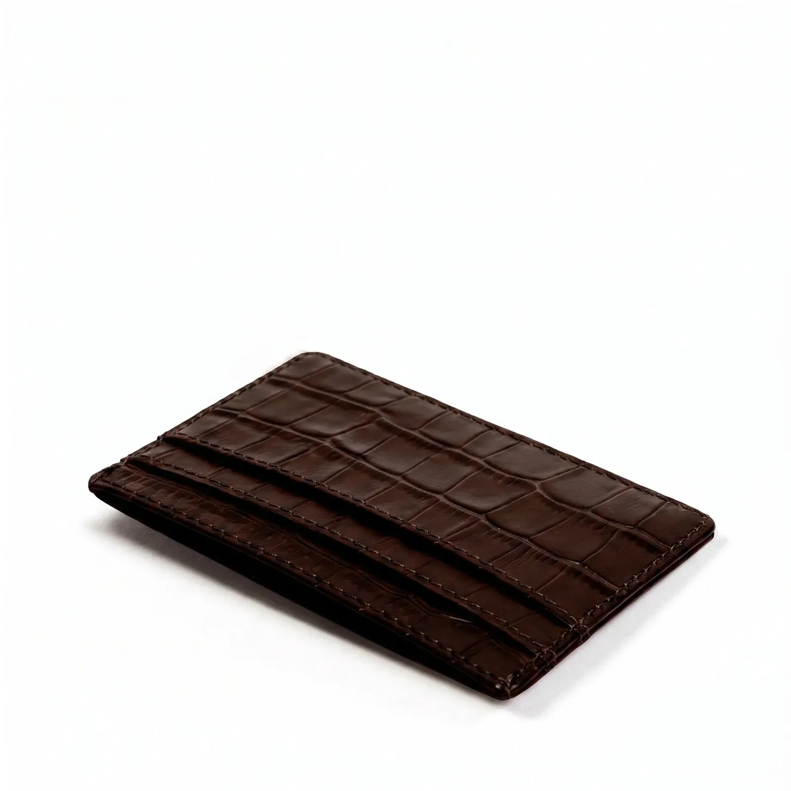 Slim Card Case Brown Croc
