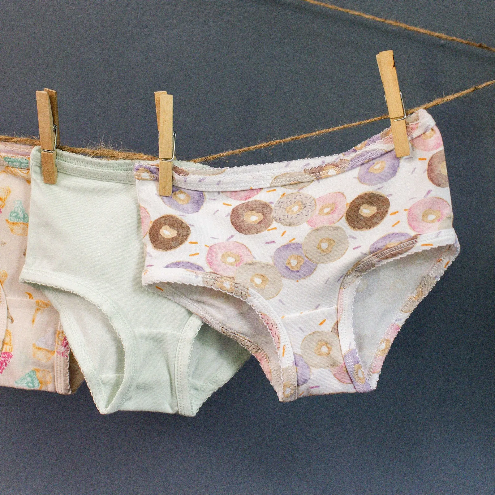 Ice Cream & Donuts Organic Cotton Toddler Girl Underwear 5 Pack