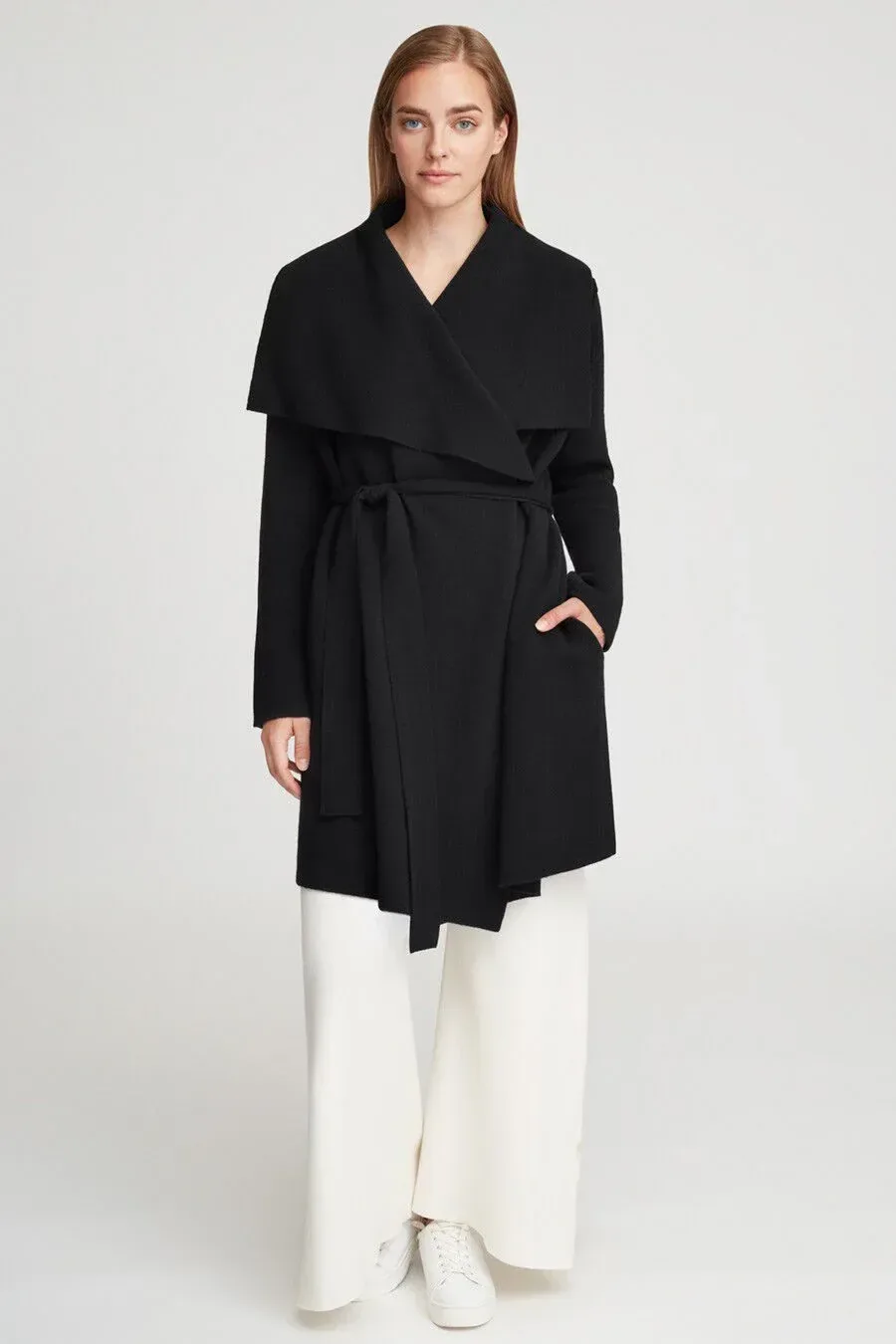 Wool Cashmere Short Wrap Coat