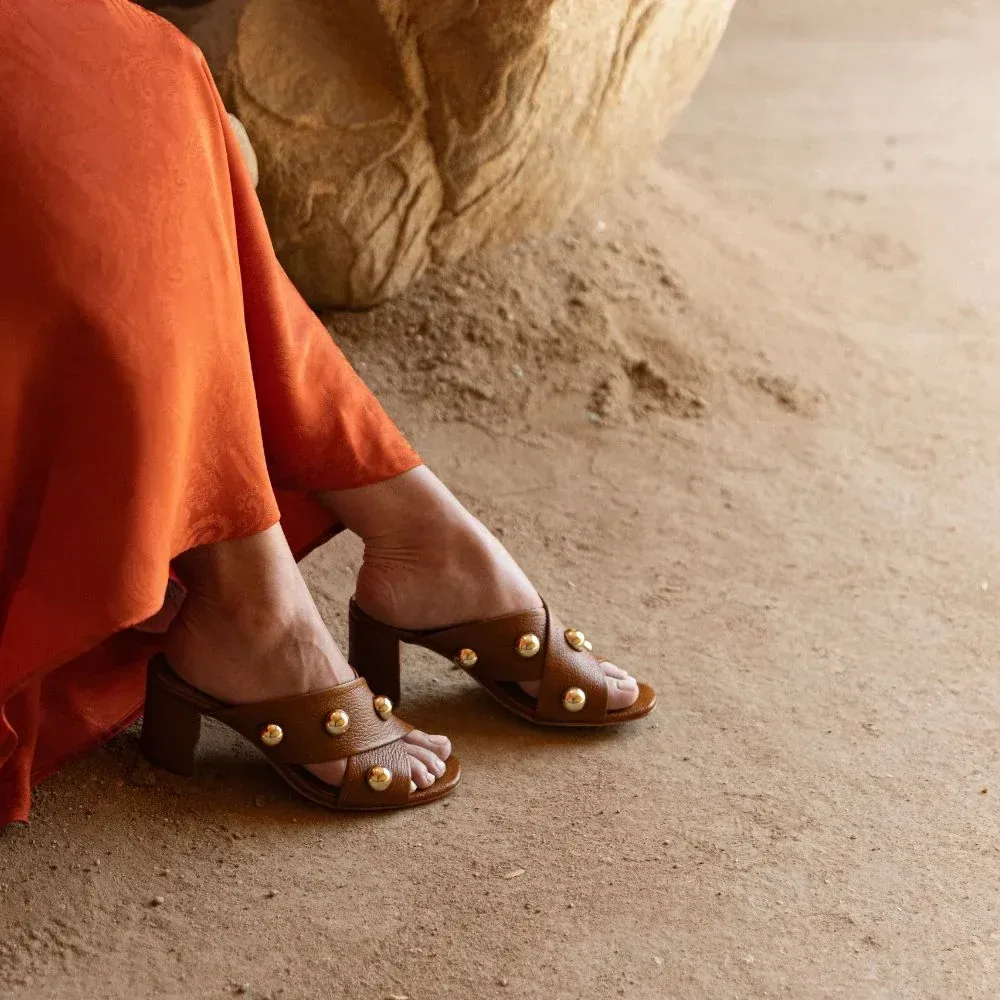 Carina Studded Mule British Tan