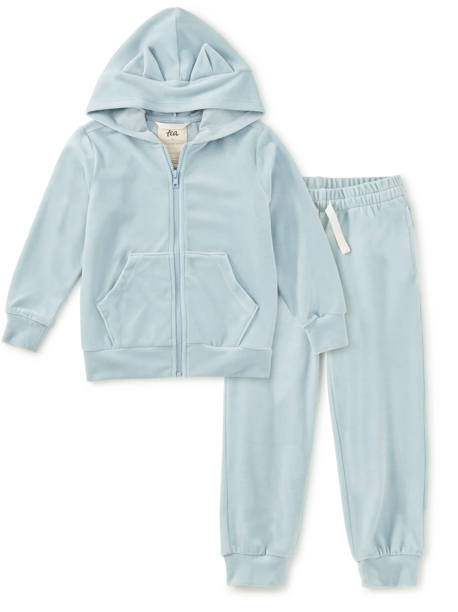 Blue Velour Hoodie & Joggers 2-Piece Set