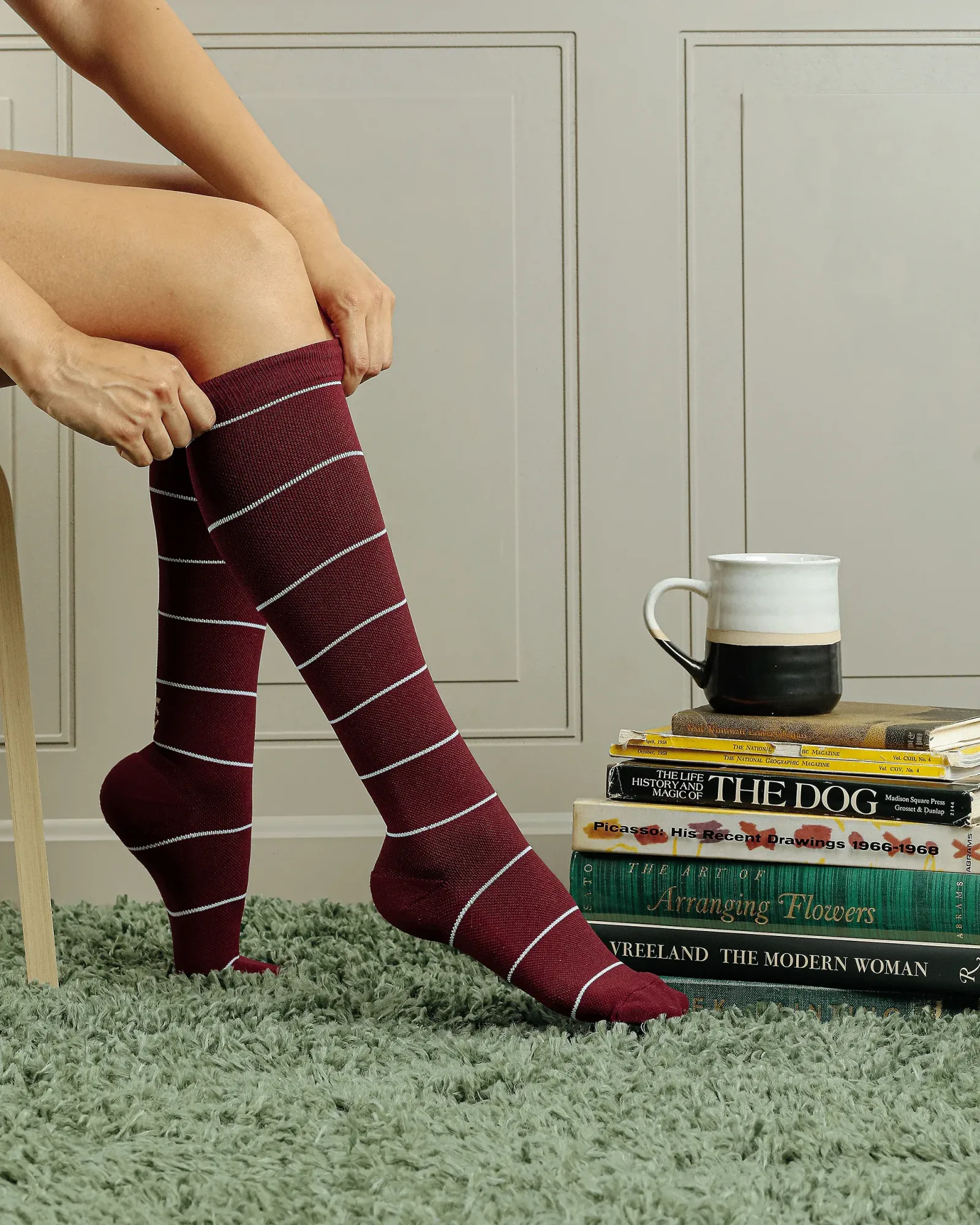 Compression Socks – Maroon Stripe