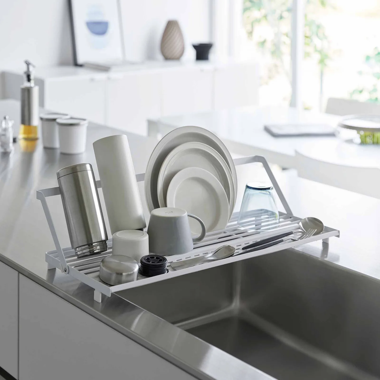 Slim Over-the-Sink Dish Drying Rack – Steel