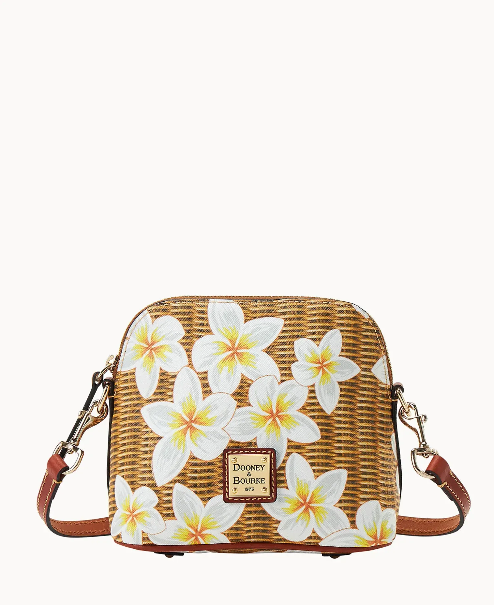 Plumeria Domed Zip Crossbody