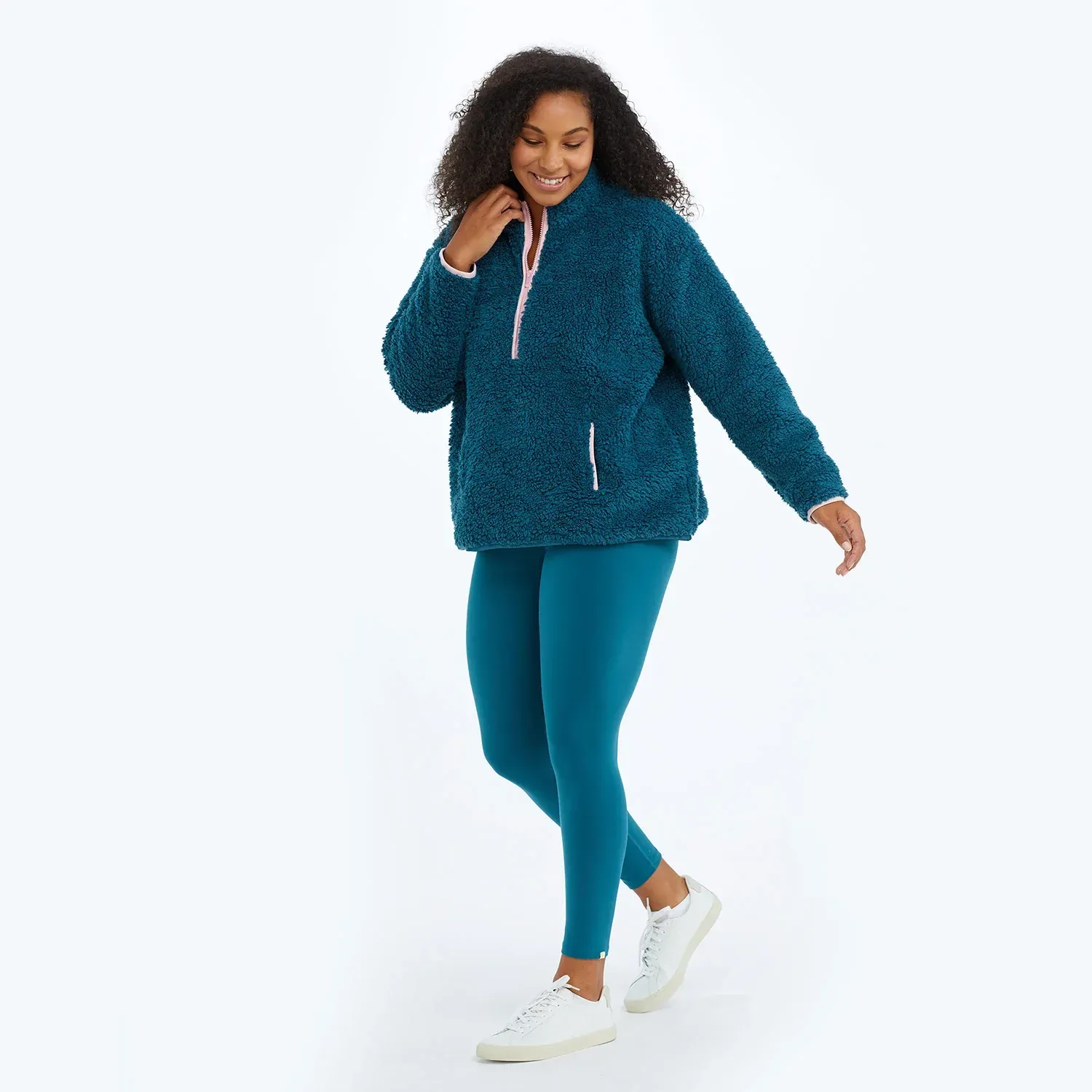 The Cozy High Pile Eco Fleece Half-Zip – Venetian & Pink Sky