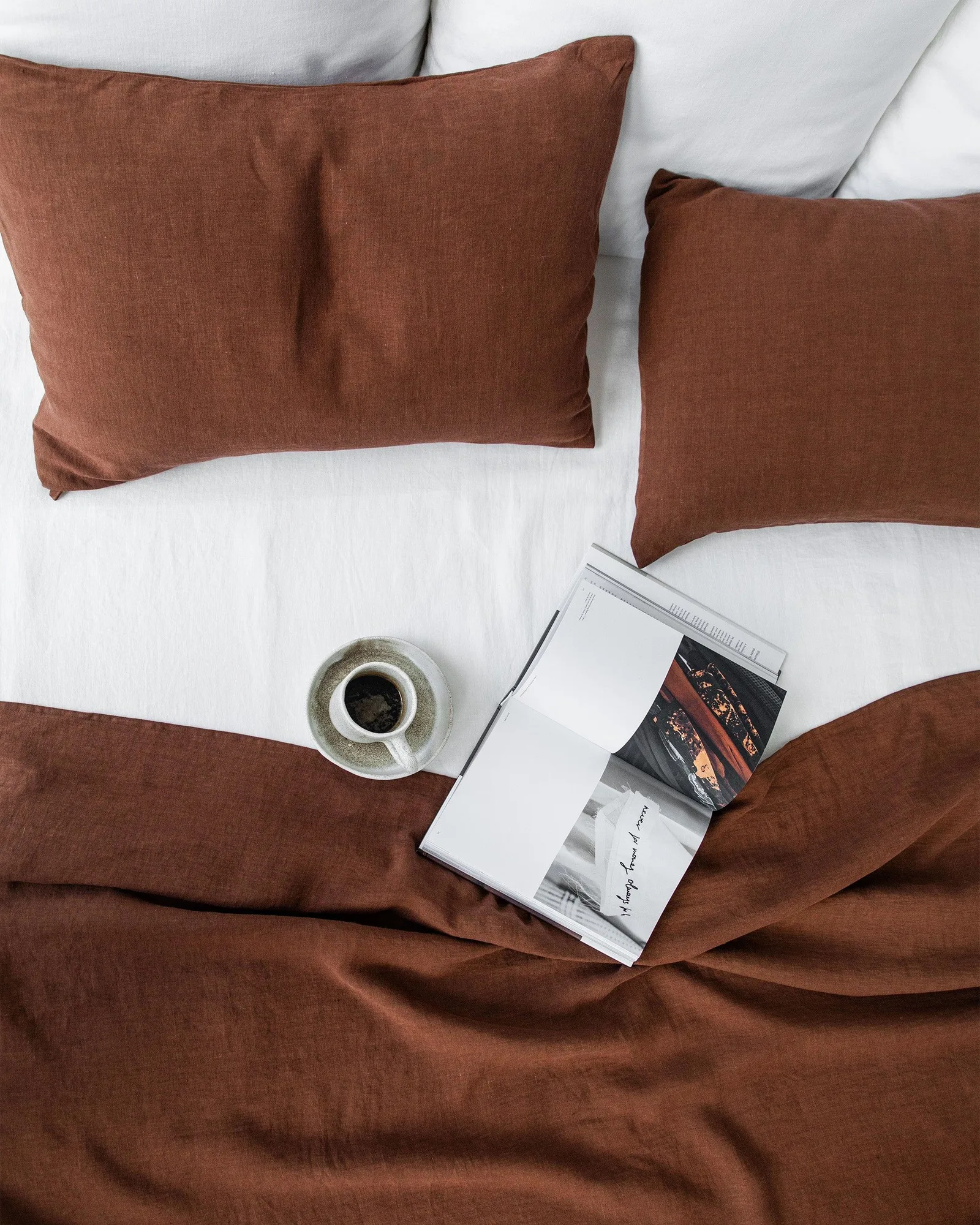Chocolate brown linen pillowcase