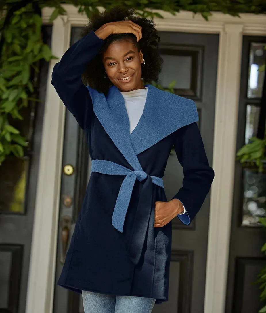 The Warmest Wool Wrap Coat – Midnight & Slate