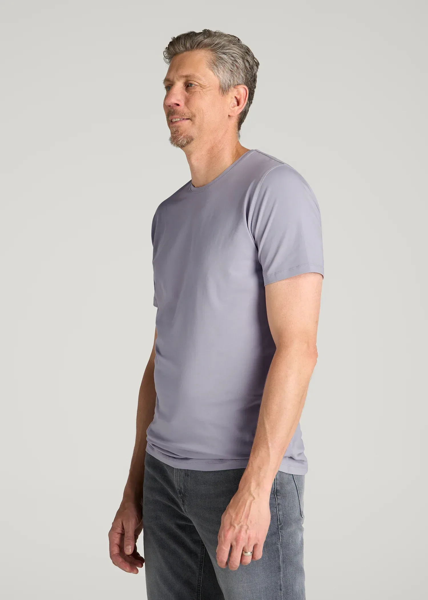 The Essential Slim Fit Crewneck Tee for Tall Men in Dusty Lilac