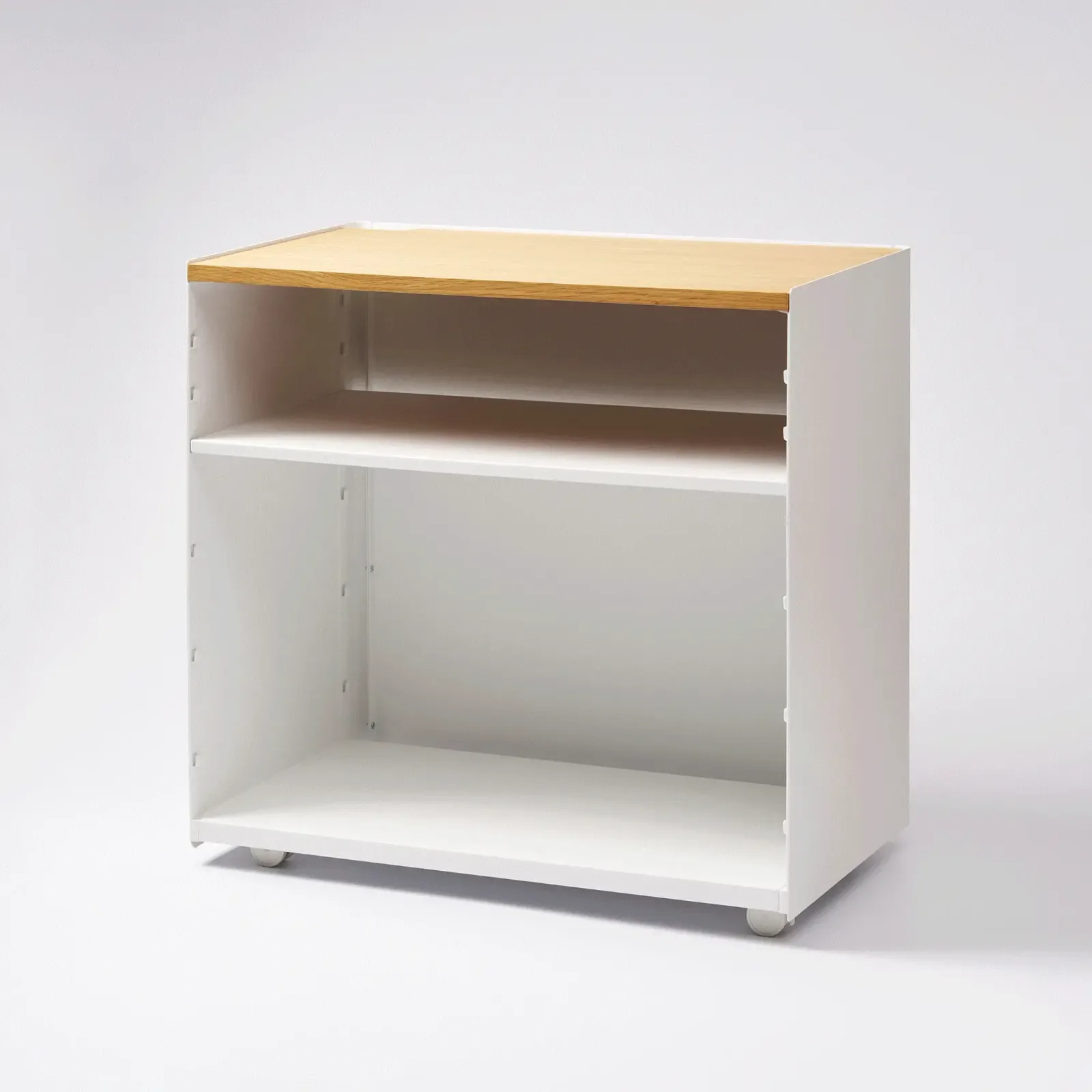 Mobile Hideaway Storage Cart (23" H) – Steel + Wood