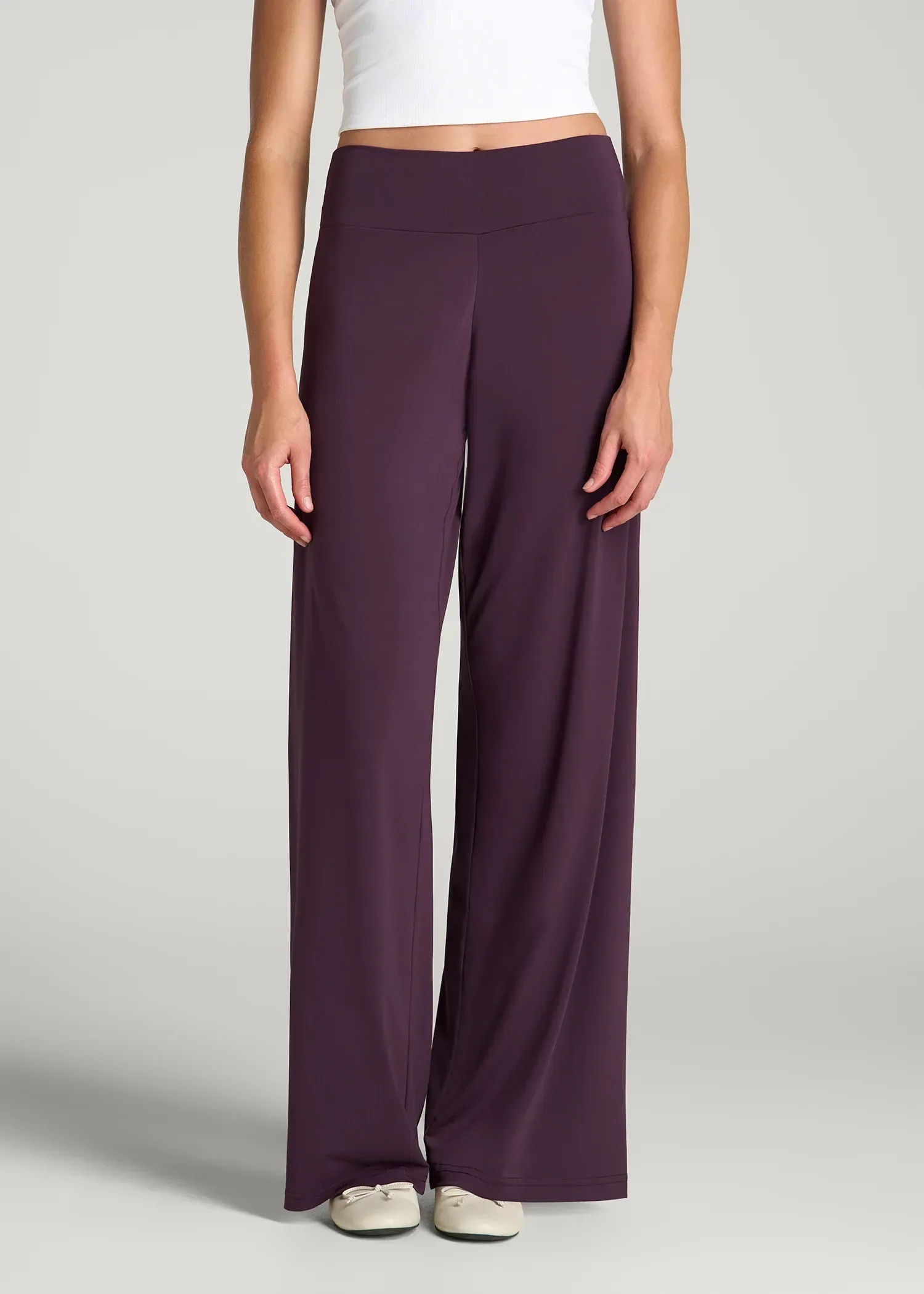 Pull-On Breezy Wide Leg Pants for Tall Women in Aubergine