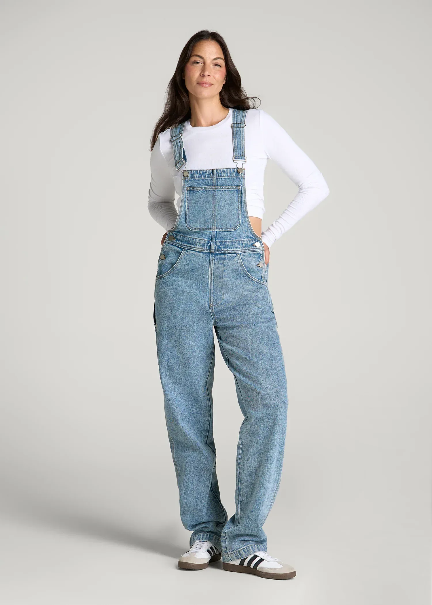 Denim Overalls for Tall Women in Perfect Blue