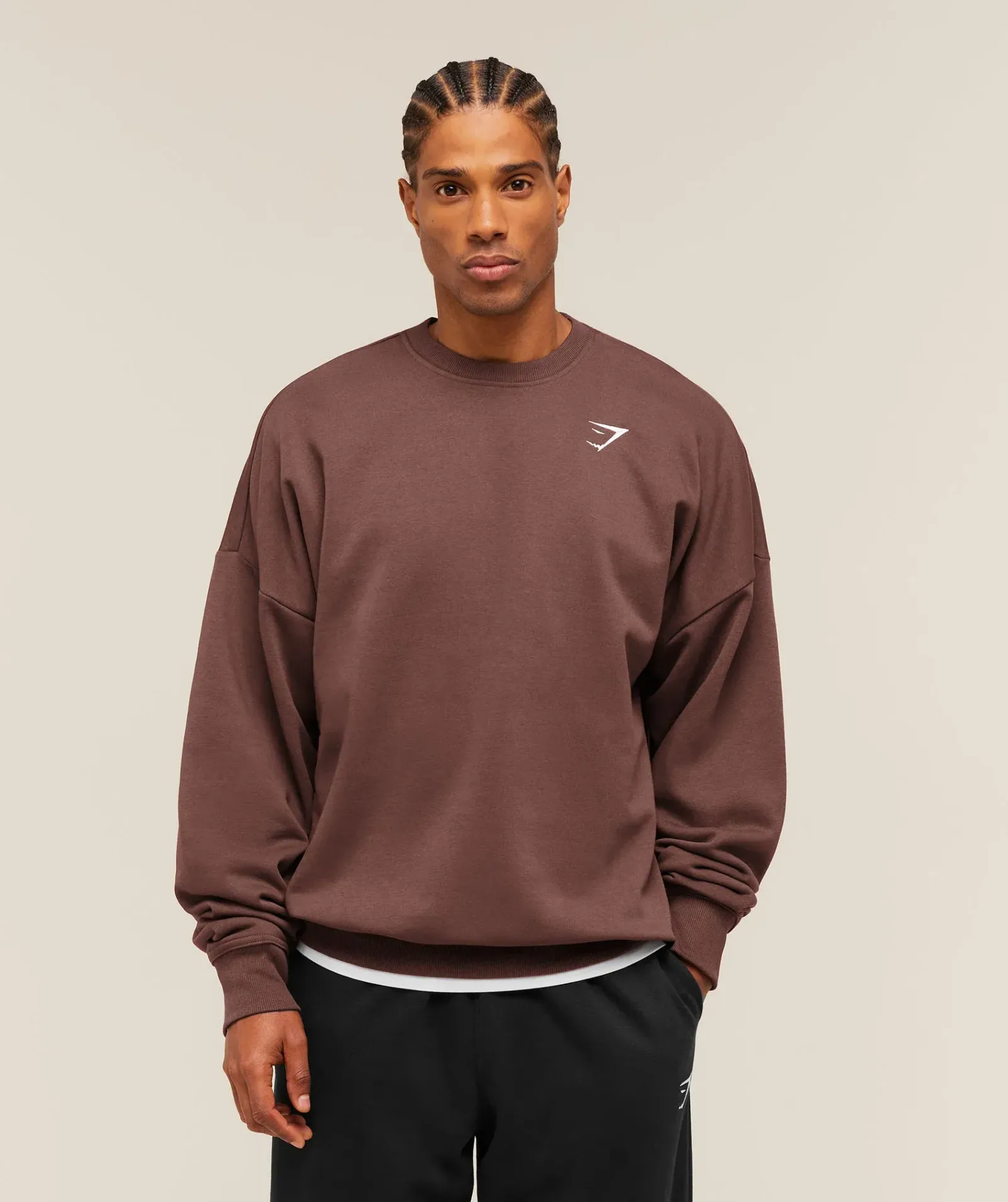 Gymshark Oversized Crest Crew – Espresso Brown