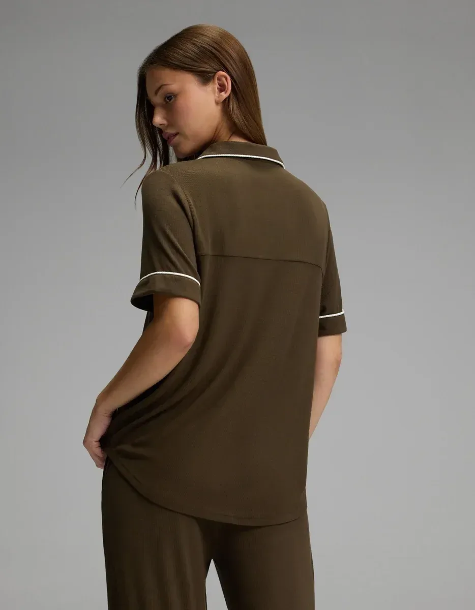Women's Bamboo Rib-Knit Classic Short Sleeve Pajama Top