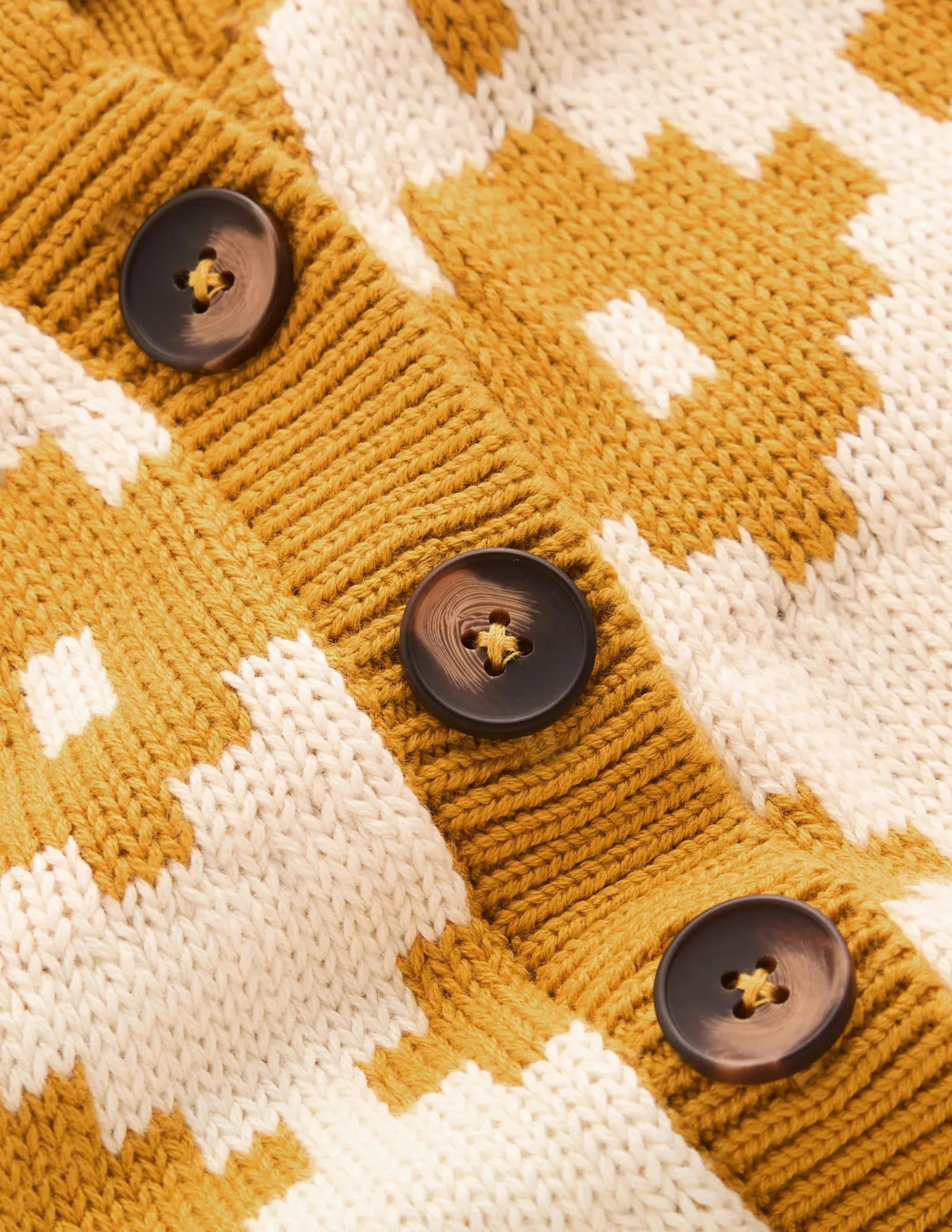 Lara Cotton Button Neck Jumper-Golden Rye, Fair Isle