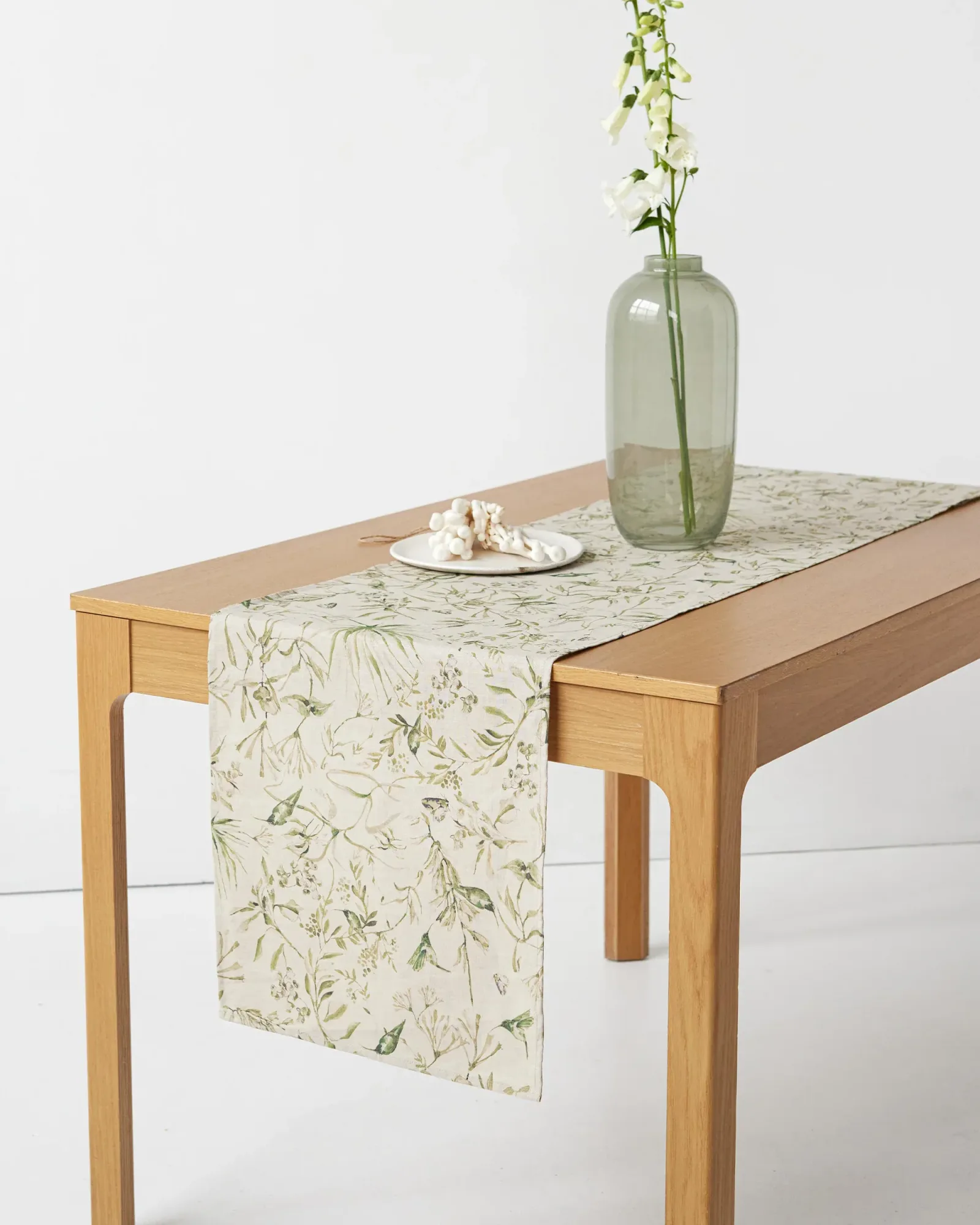 California greens print Linen table runner