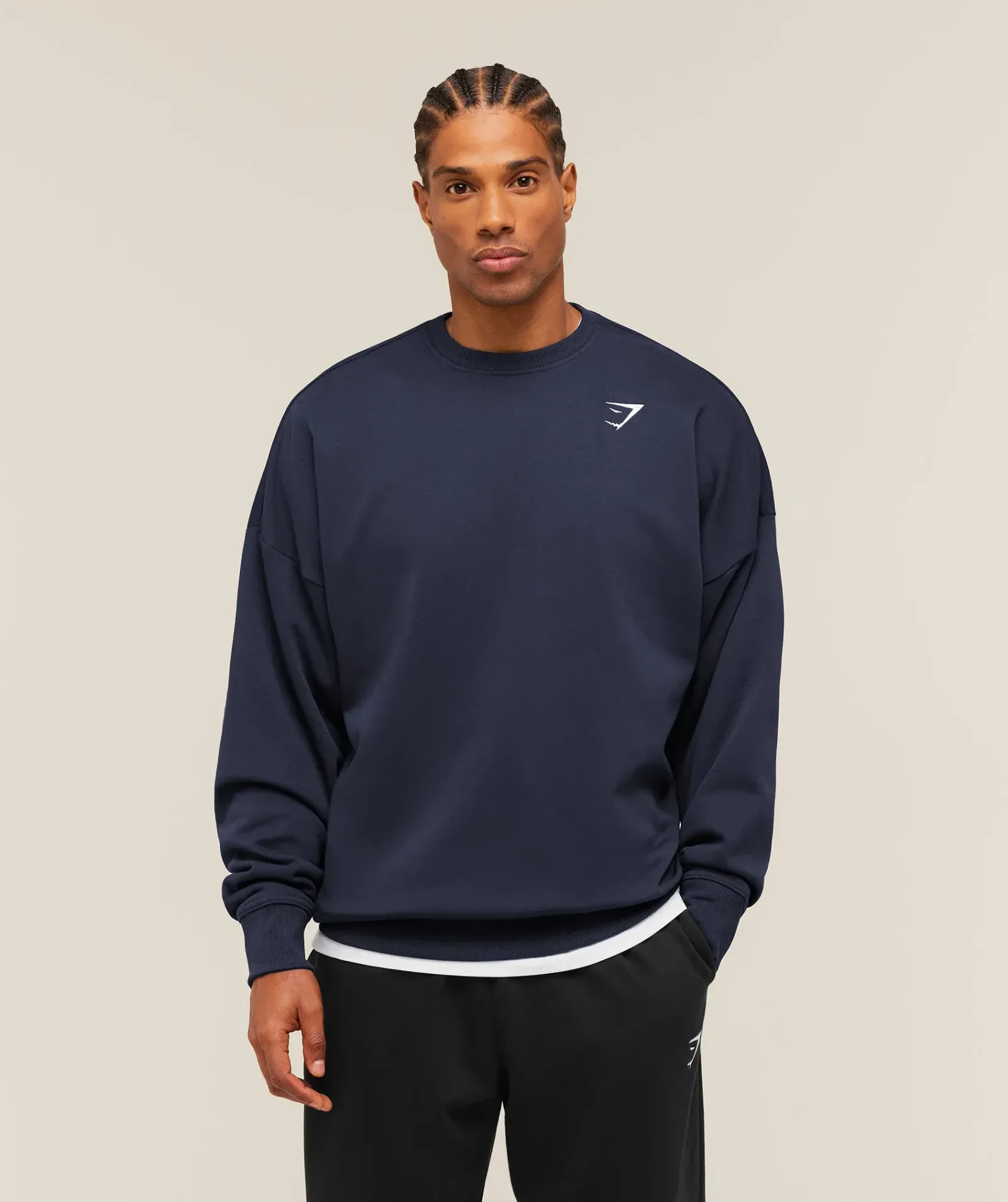 Gymshark Oversized Crest Crew – Heavy Blue