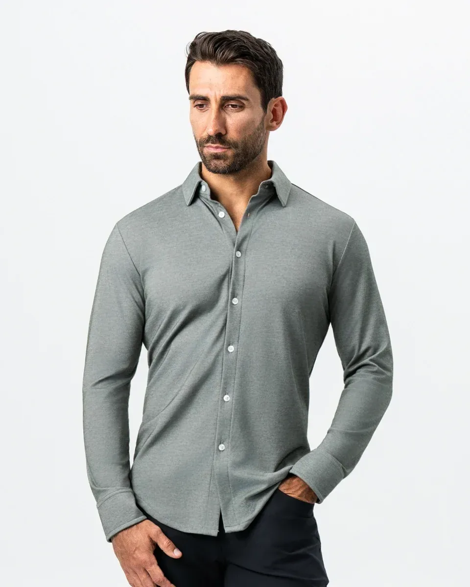 "The Grover" Olive Pique Button Down