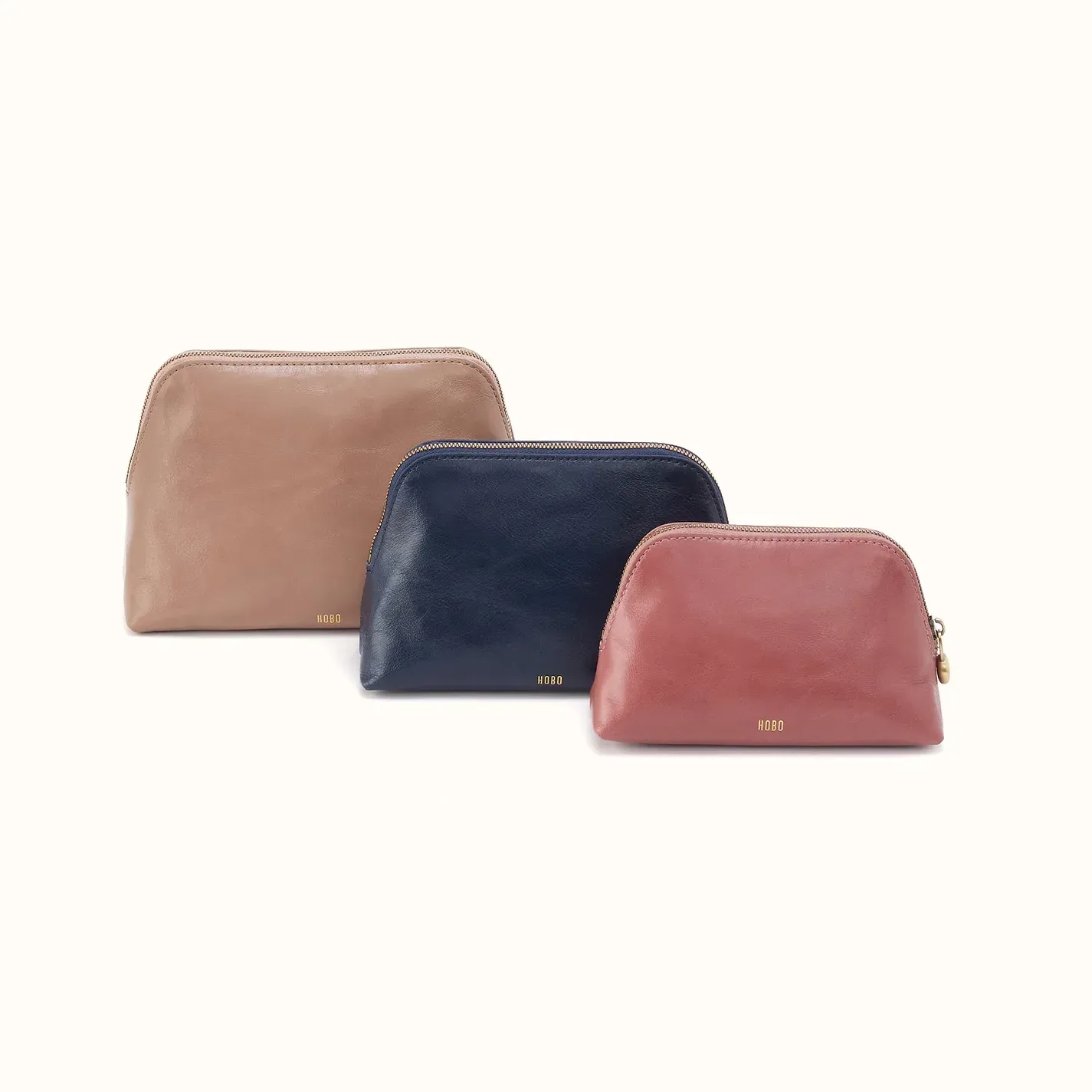 Tri-Pouch In Polished Leather – Multi