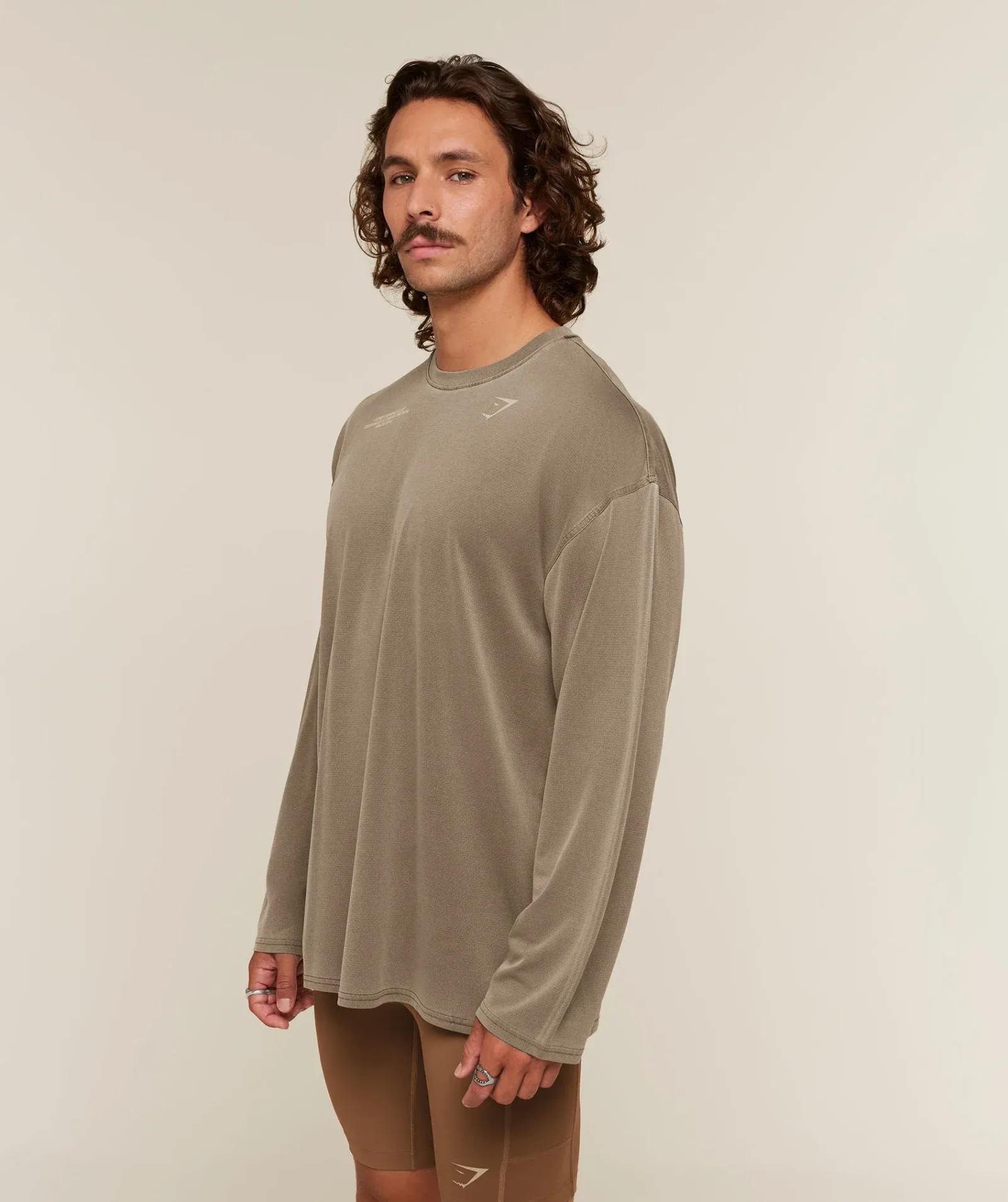 Gymshark Conditioning Club Washed Long Sleeve T-Shirt – Trail Brown/Vanilla Beige/Wash