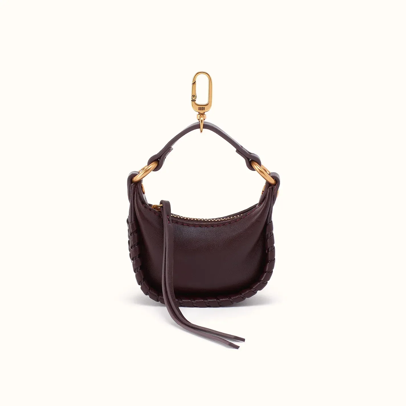 Mia Micro Charm In Suede Leather – Dark Cherry
