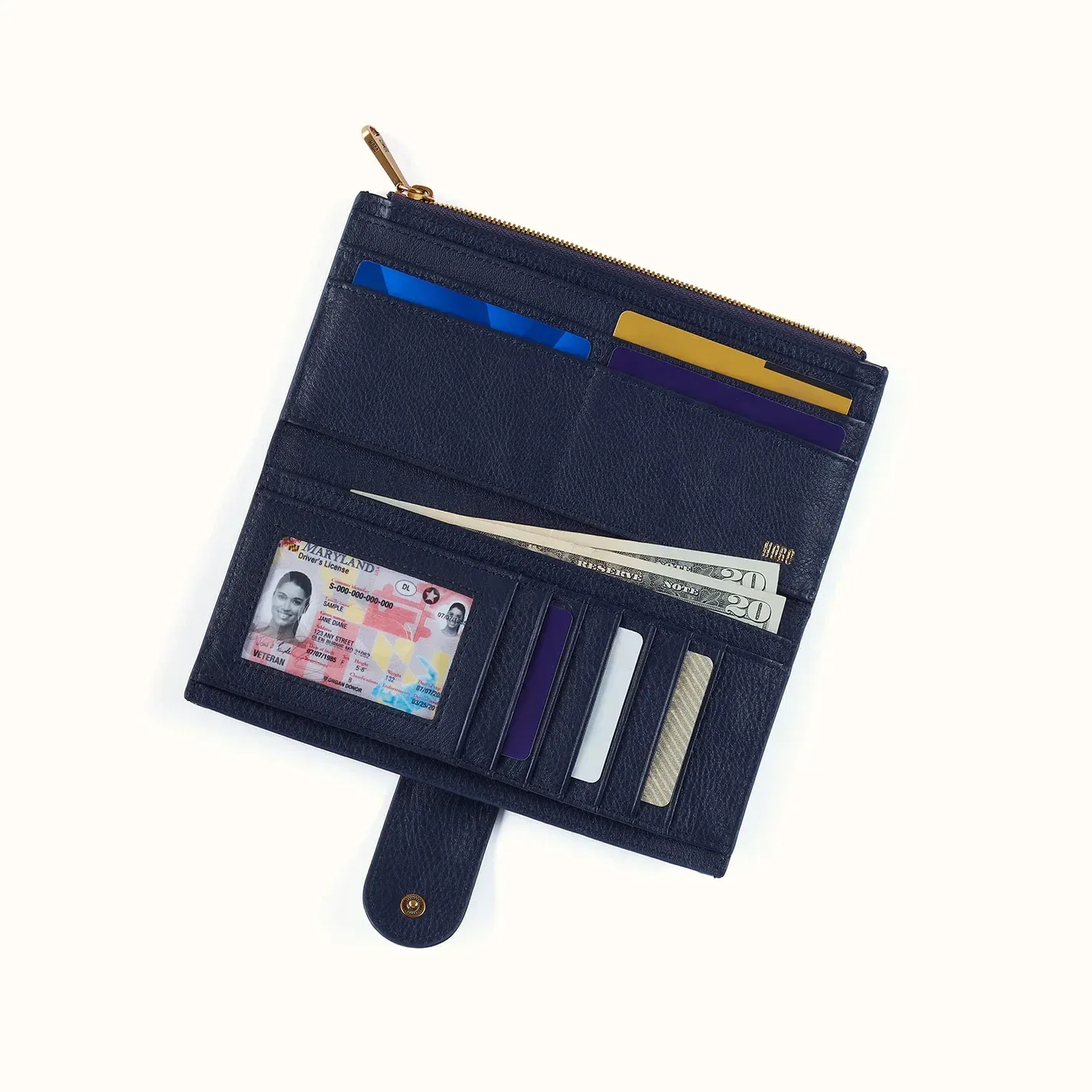Dunn Continental Wallet In Pebbled Leather – Ink Navy