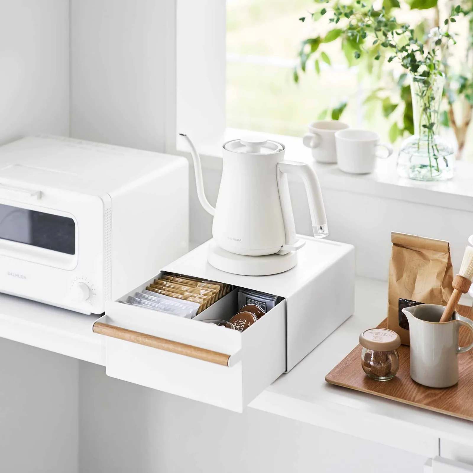 Countertop Rack with Drawer – Steel + Wood