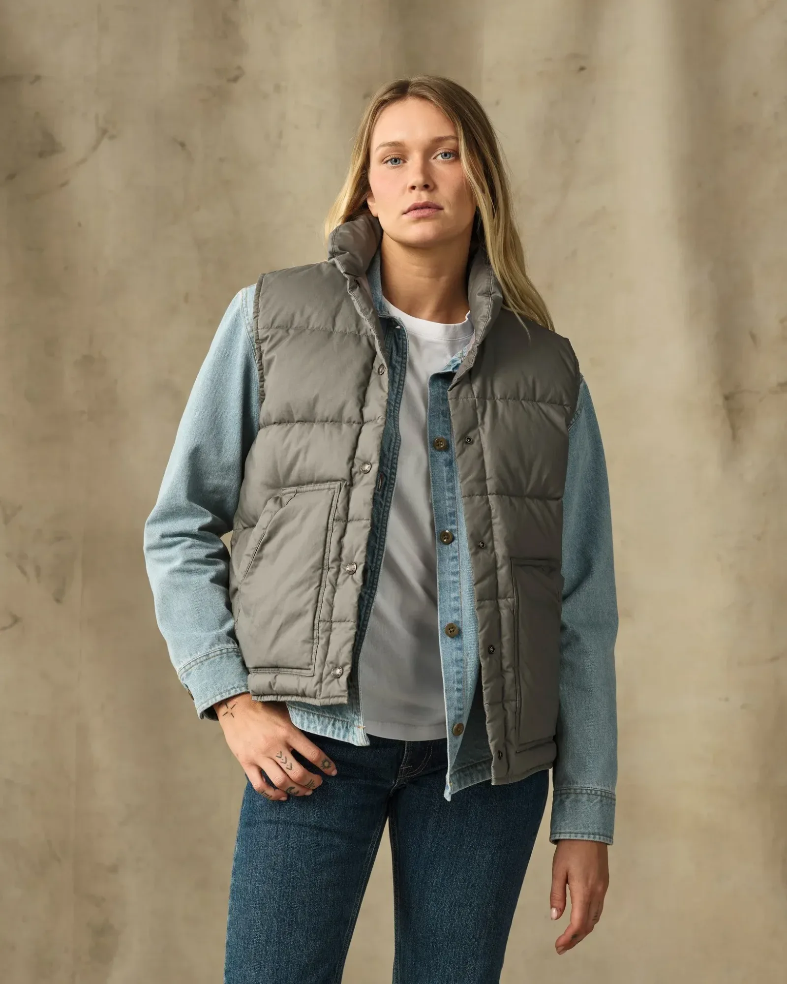 Women's Heritage Cotton Down Vest – Smokey Olive