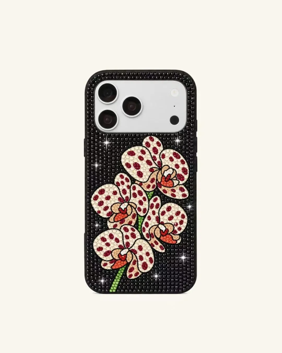 Orchid Rhinestone Phone Case – Black
