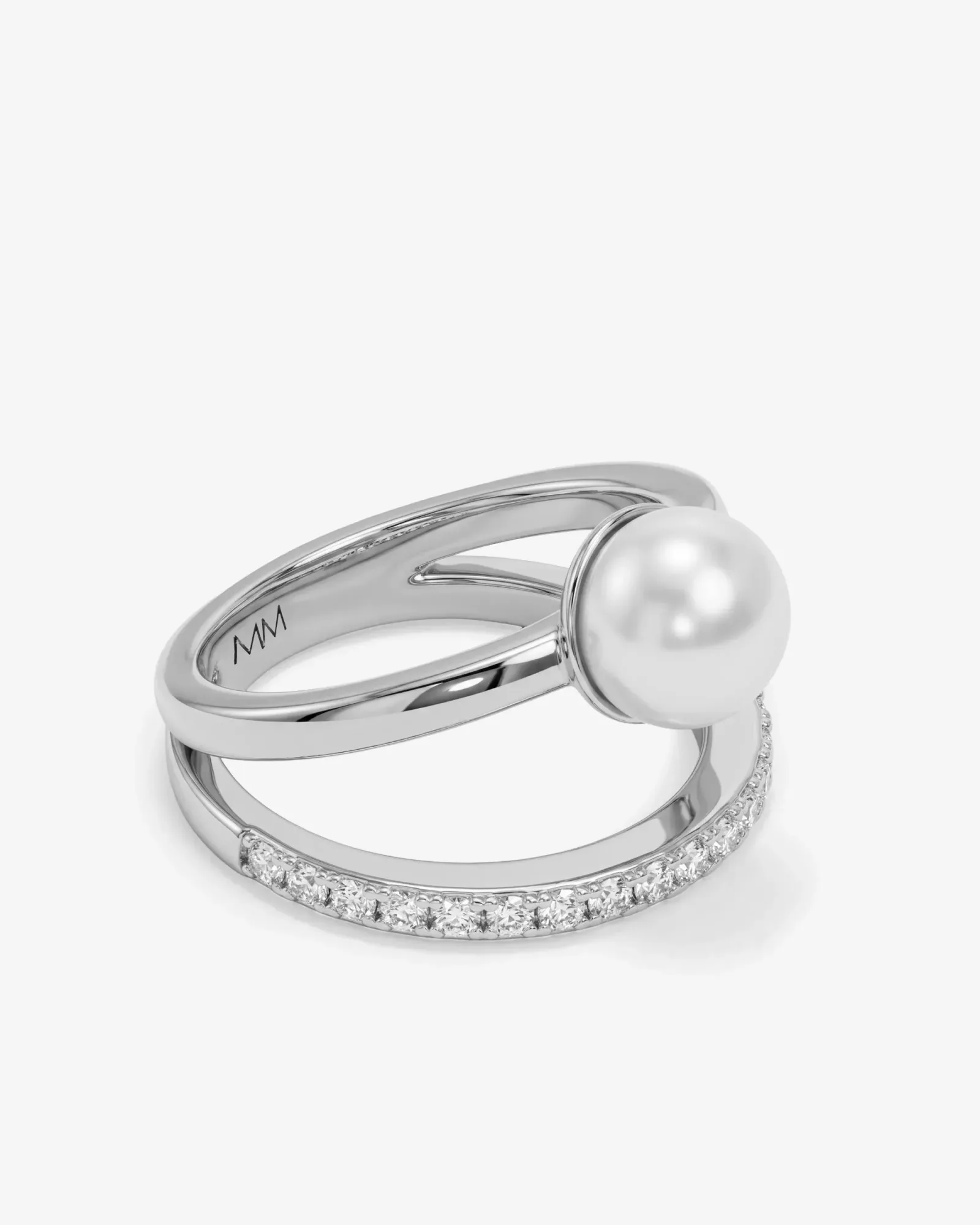 Perfect Pearl Stacked Ring – Silver