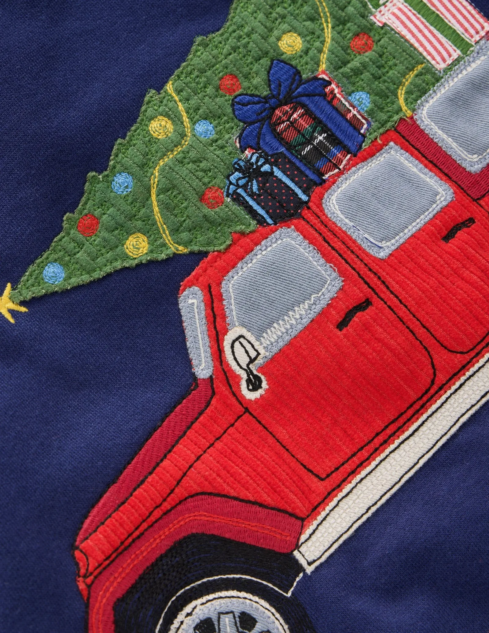 Applique sweatshirt-College Navy, Christmas Car