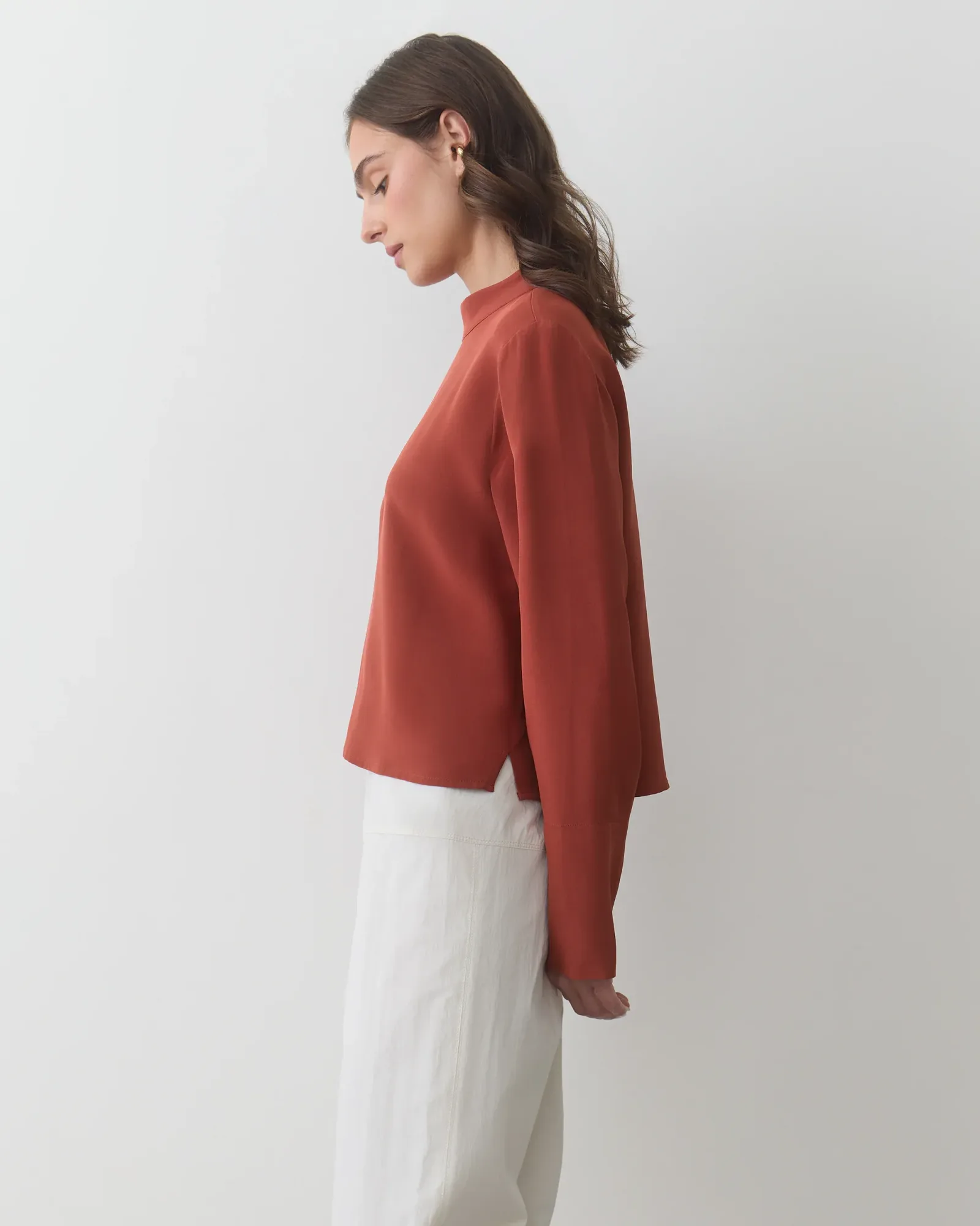 Silk Mock Neck Top