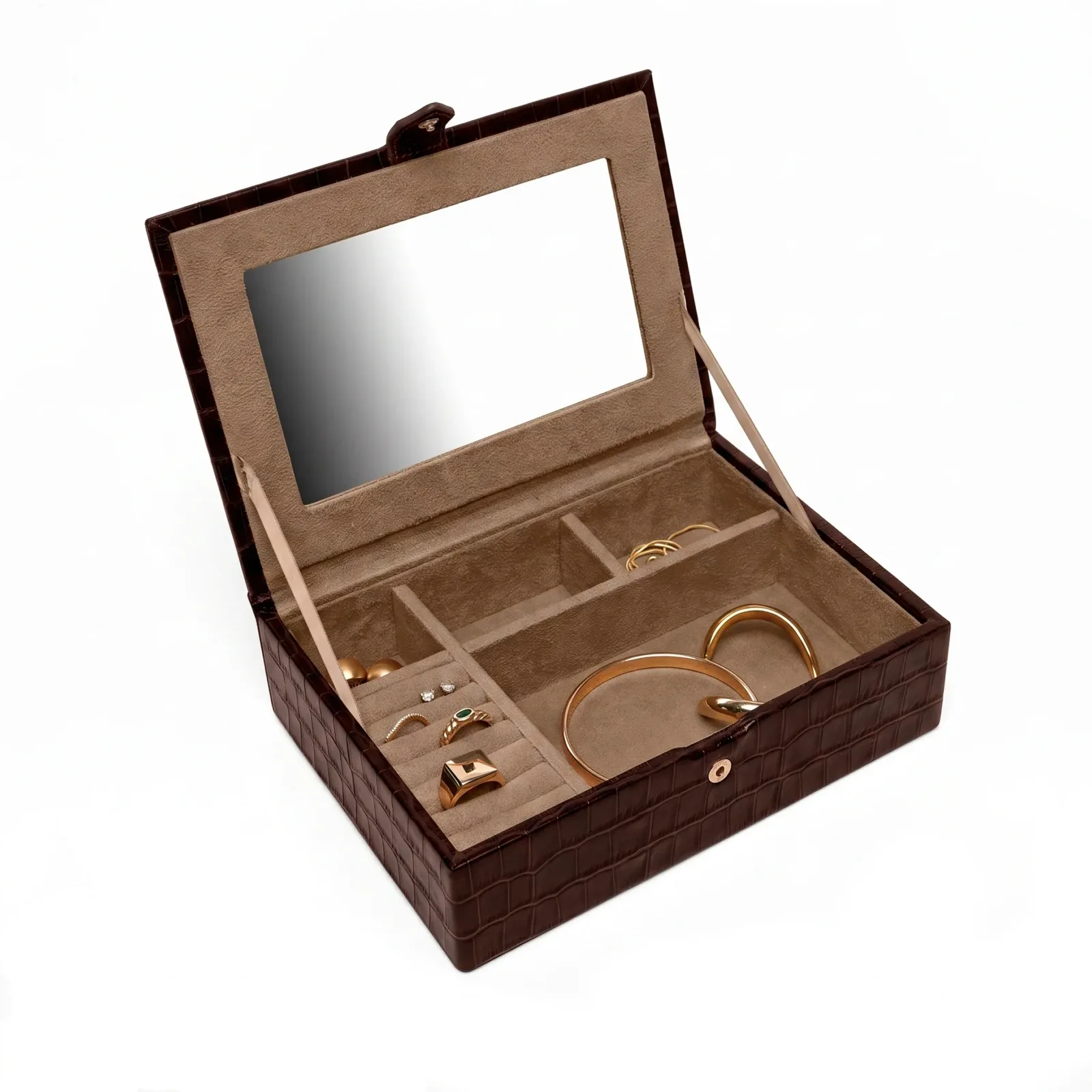 Small Jewelry Box Brown Croc