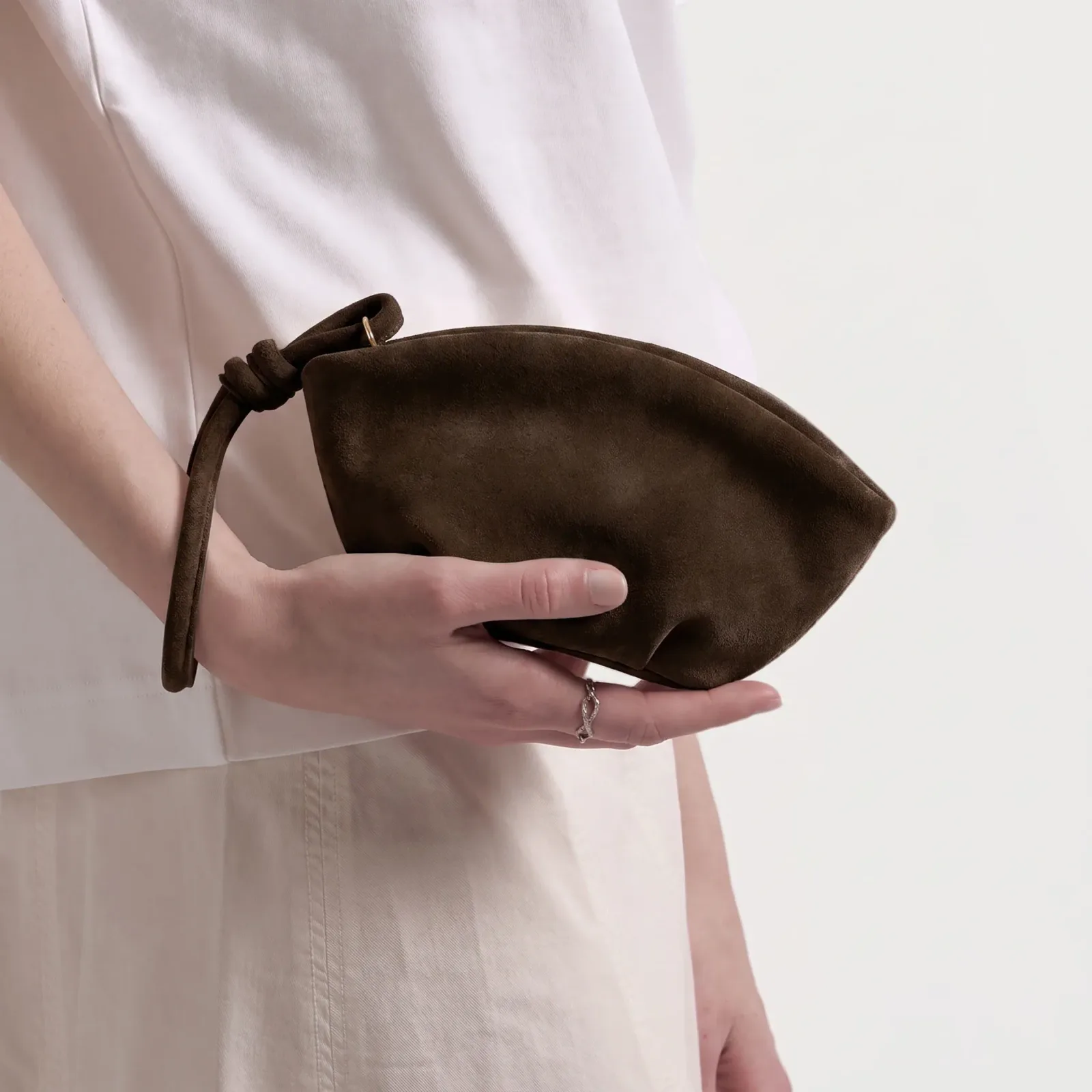 Petite Dumpling Pouch Tobacco Suede