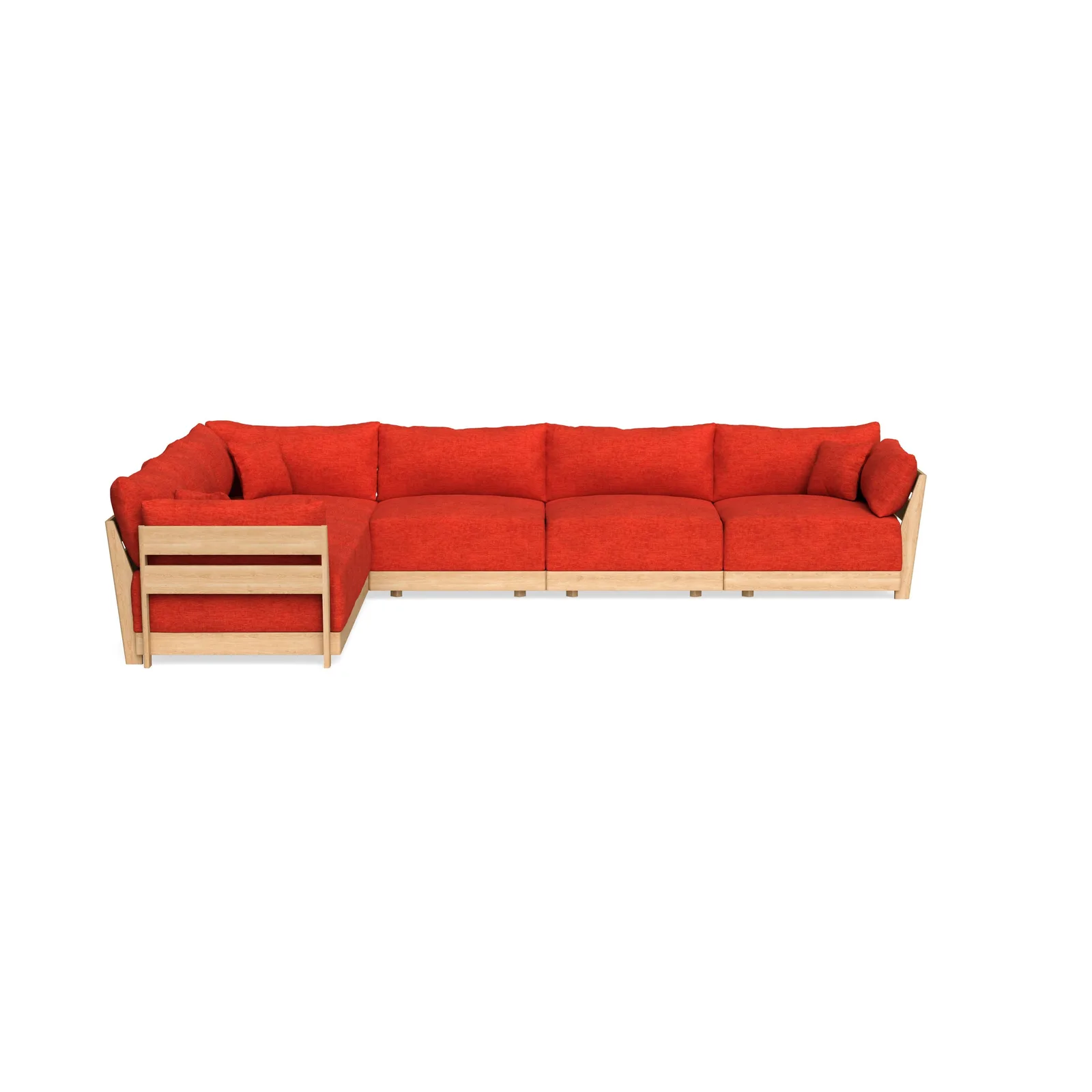 Modular Bondi Latte 6-Seater Corner Sectional in Poppy Orange – Classic Blend