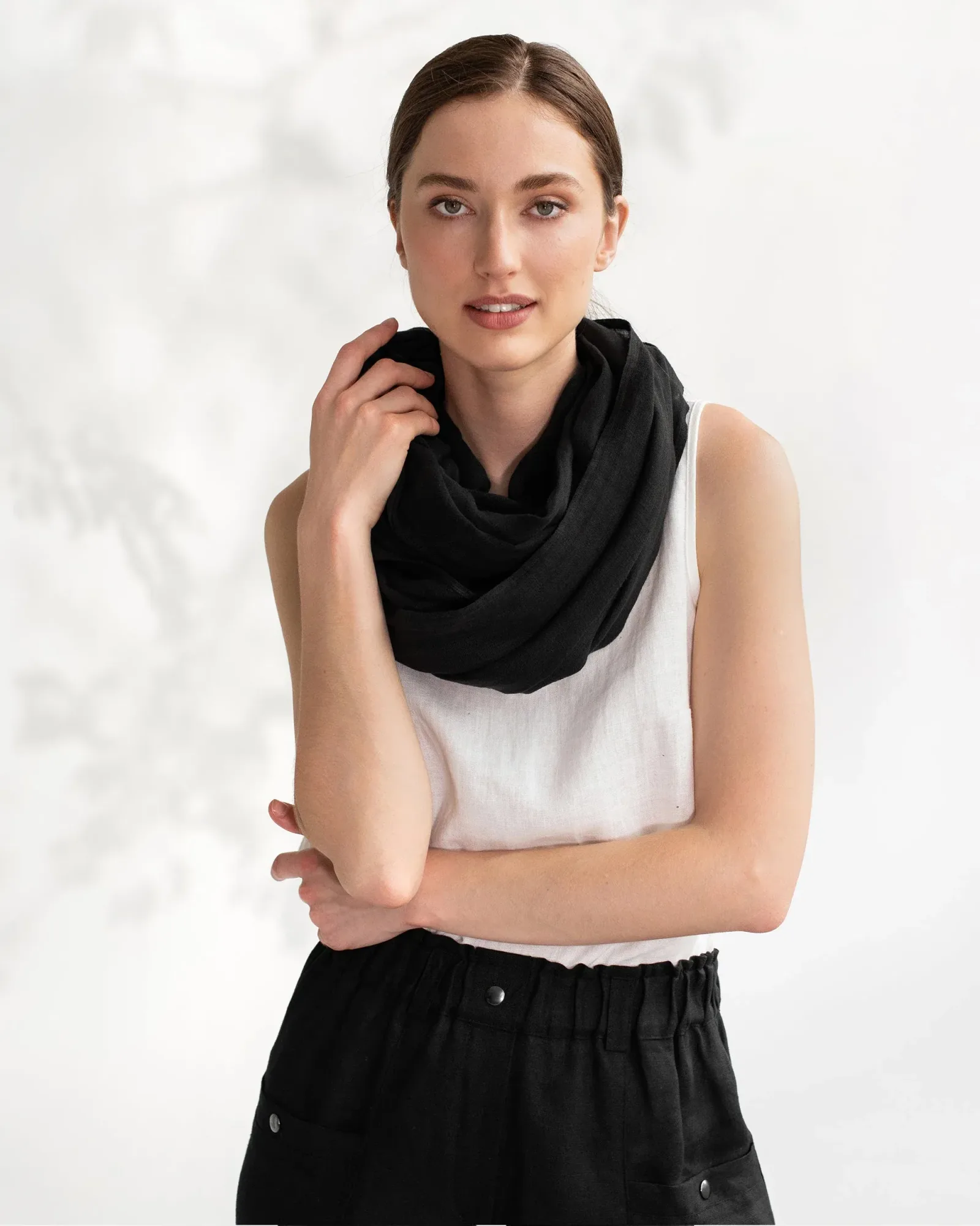 Black linen scarf
