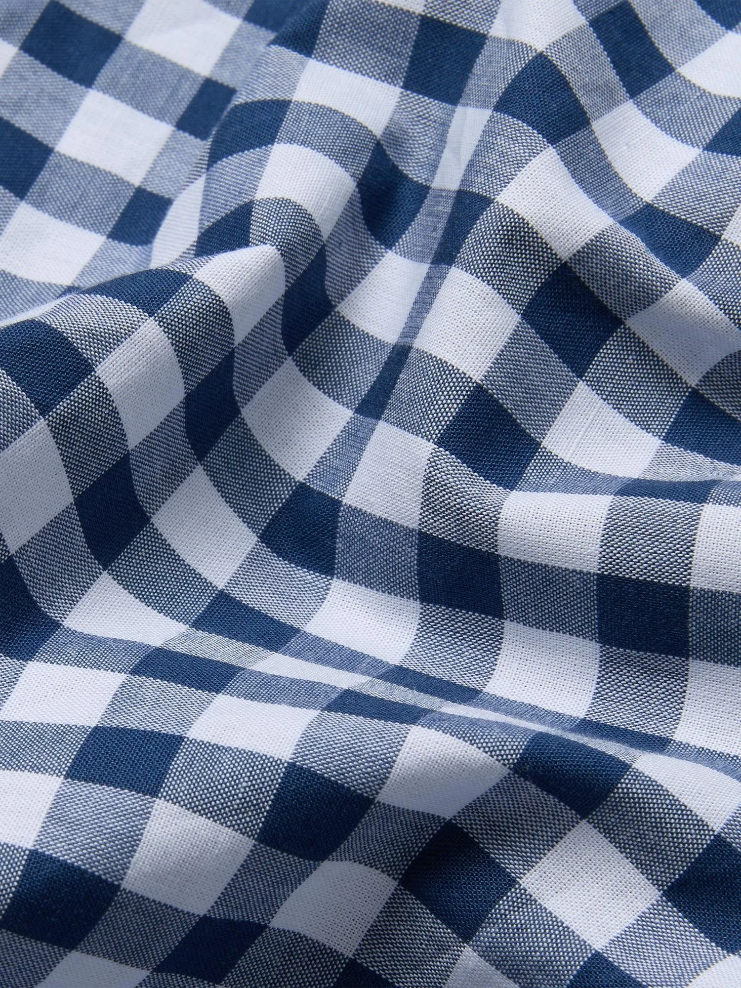 Indigo Small Gingham Cotton Flat Sheet