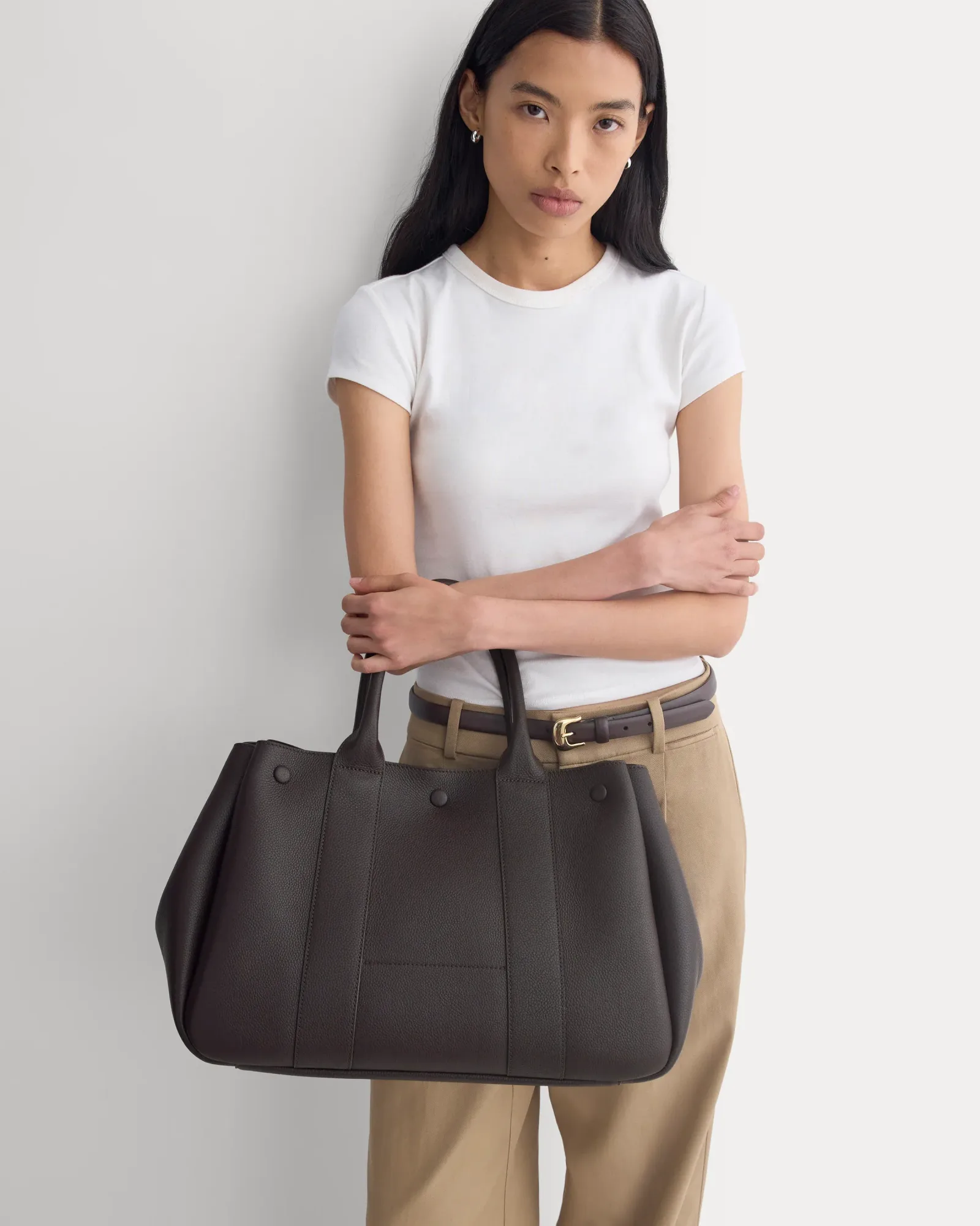 Leather Boxy Tote – Chocolate Pebble Leather