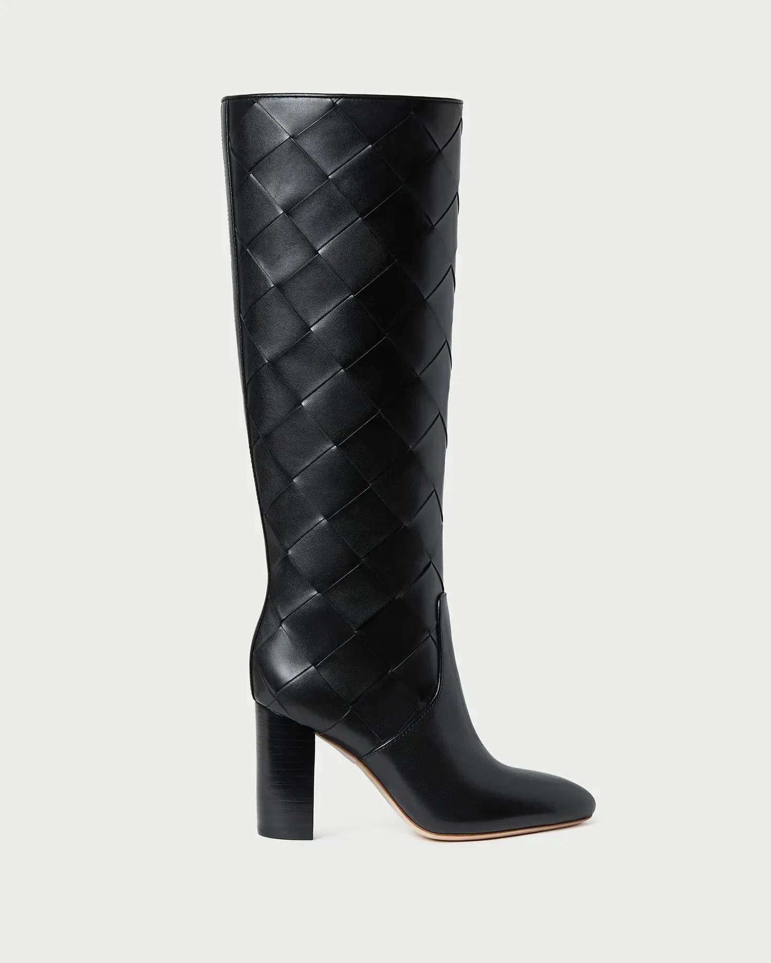 Goldy Black Woven Leather Tall Boot