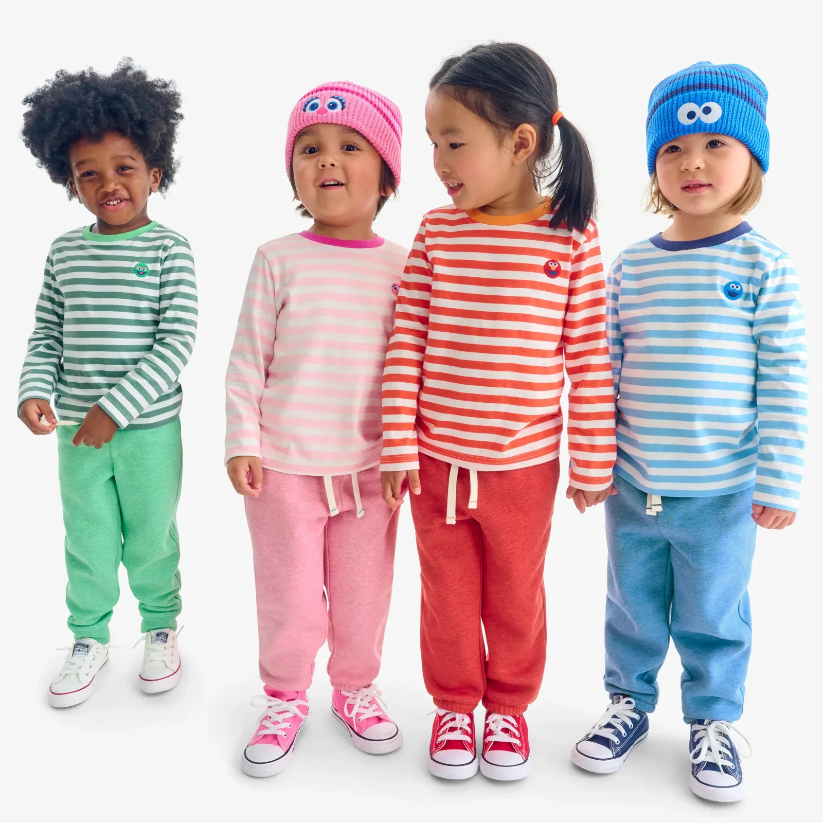 Kids Sesame Street embroidered stripe tee