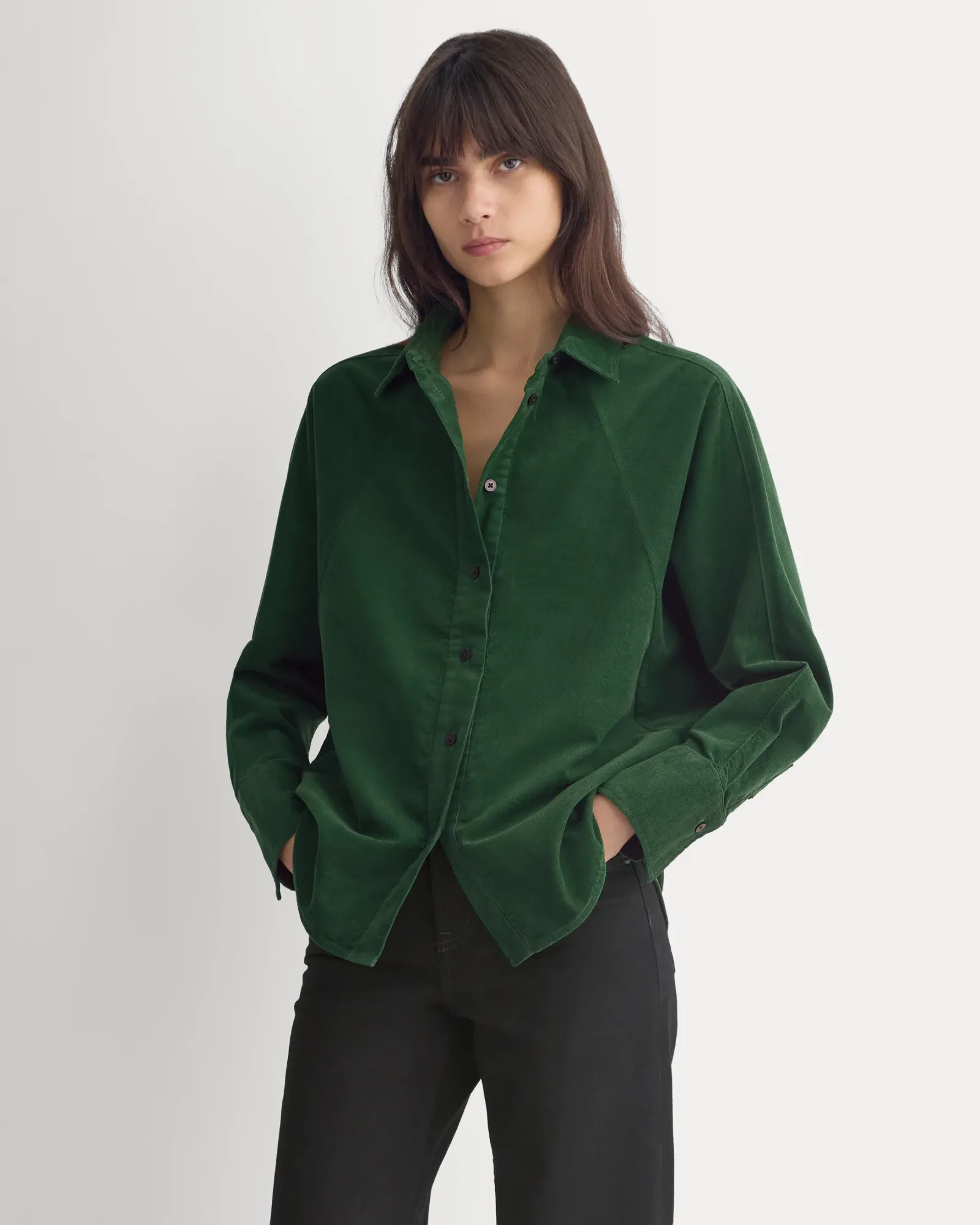 Oversized Raglan Shirt in Pinwale Corduroy – Eden Green – Eden Green