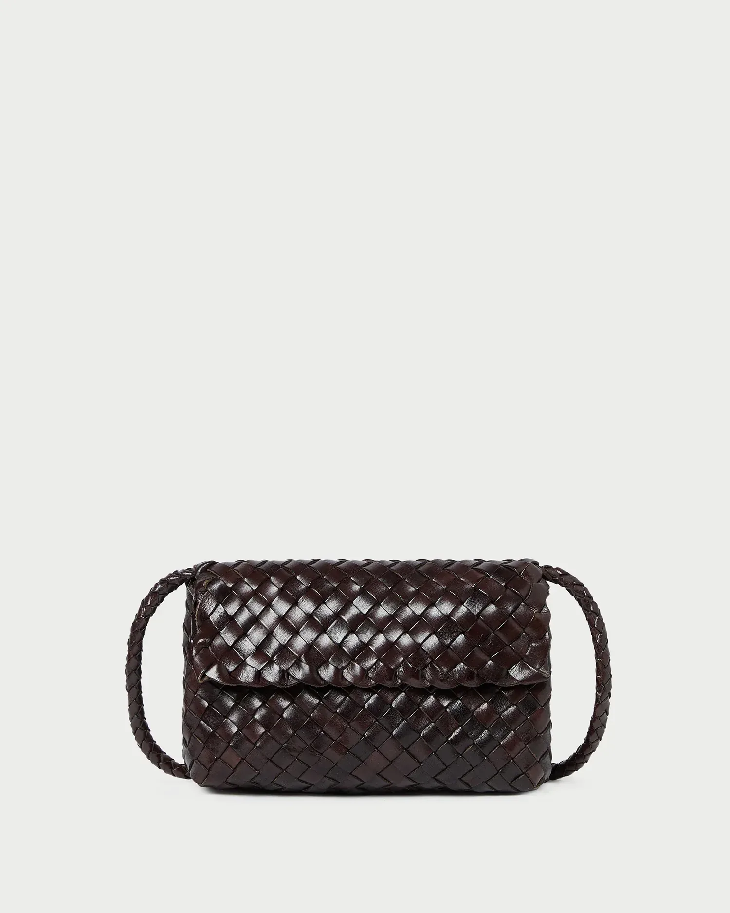 Vinnie Chocolate Woven Leather Crossbody