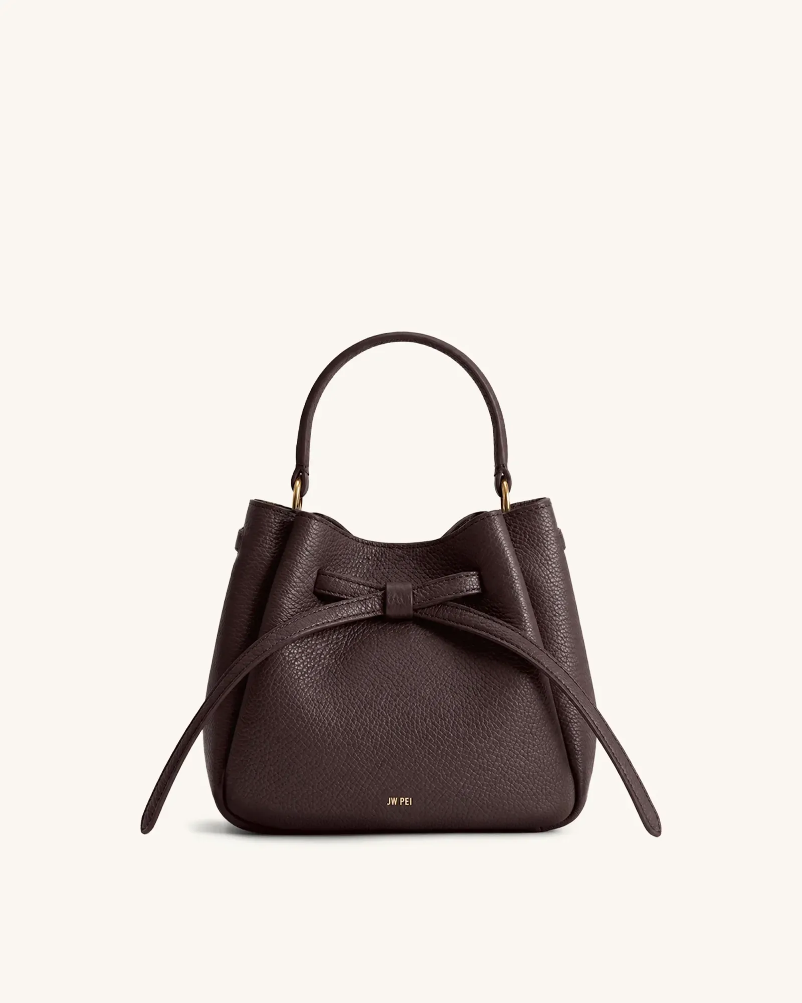 Mabel Pebbled Bucket Bag – Dark Brown