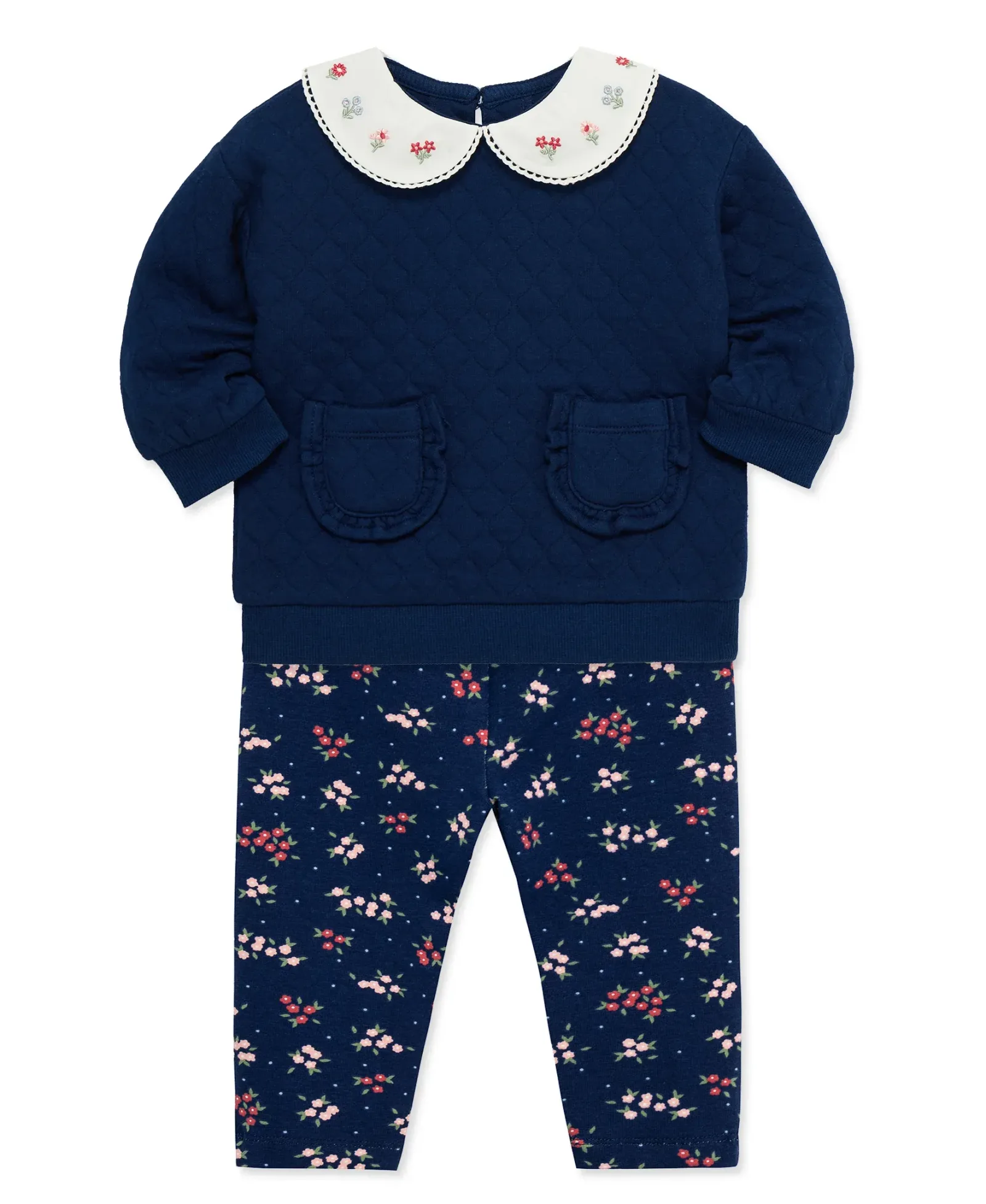 Navy Floral 2-Piece Sweatshirt Set (2T-4T)