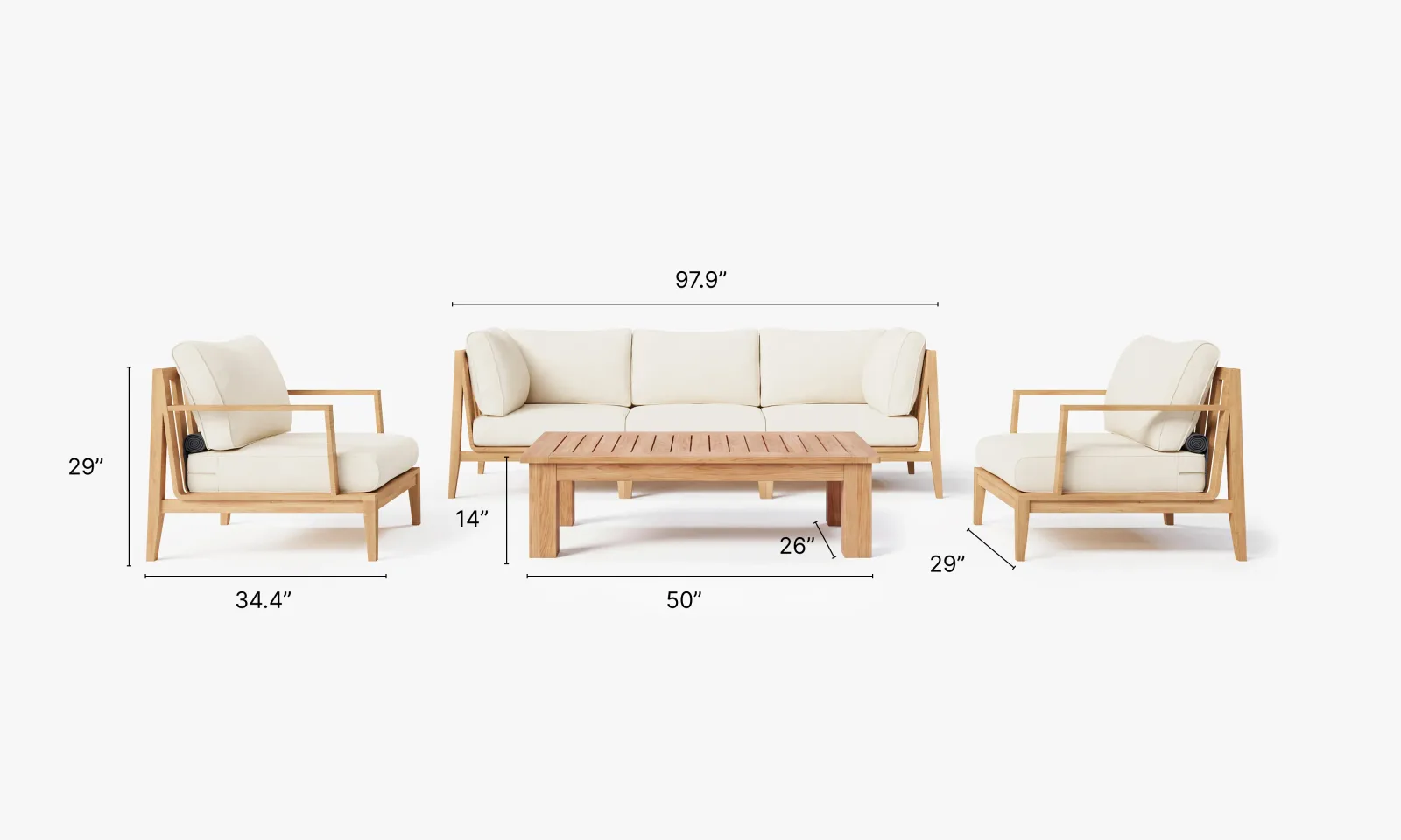 Teak Sofa + Coffee Table Set